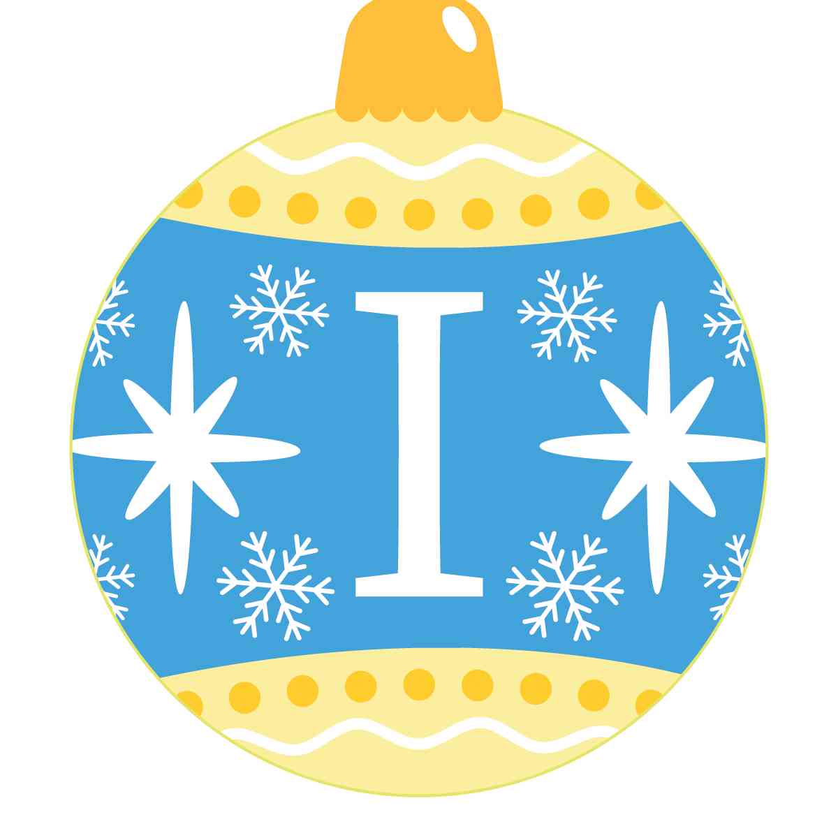 Ornament - Snow Flakes Christmas Ball (Letter I)