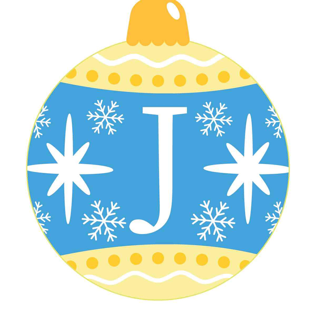 Ornament - Snow Flakes Christmas Ball (Letter J)