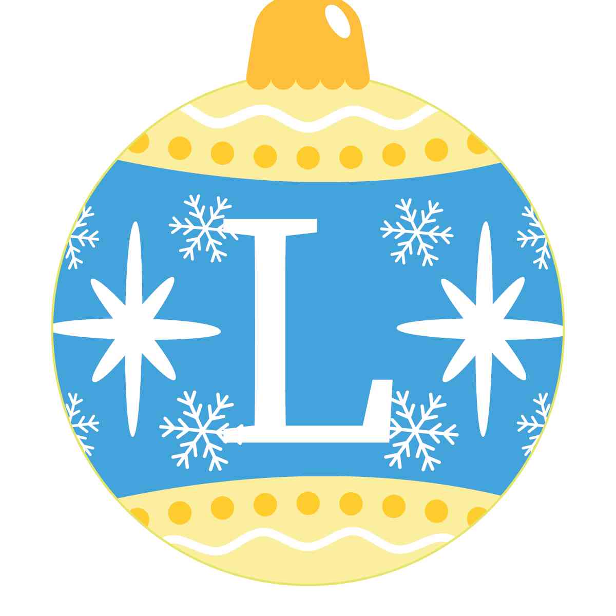 Ornament - Snow Flakes Christmas Ball (Letter L)