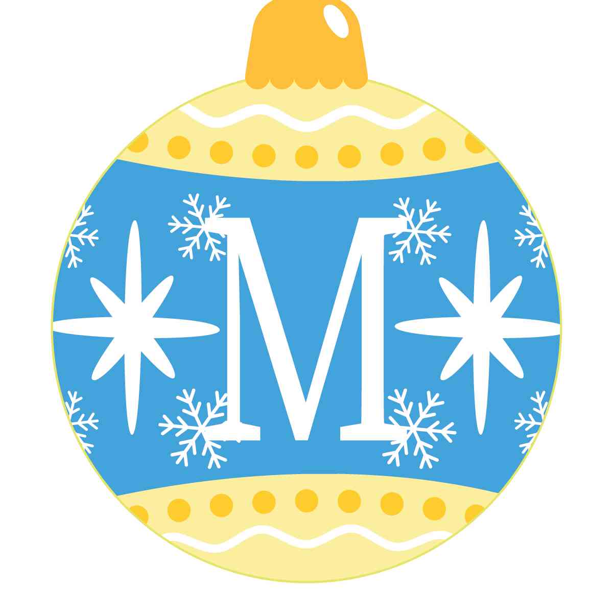 Ornament - Snow Flakes Christmas Ball (Letter M)