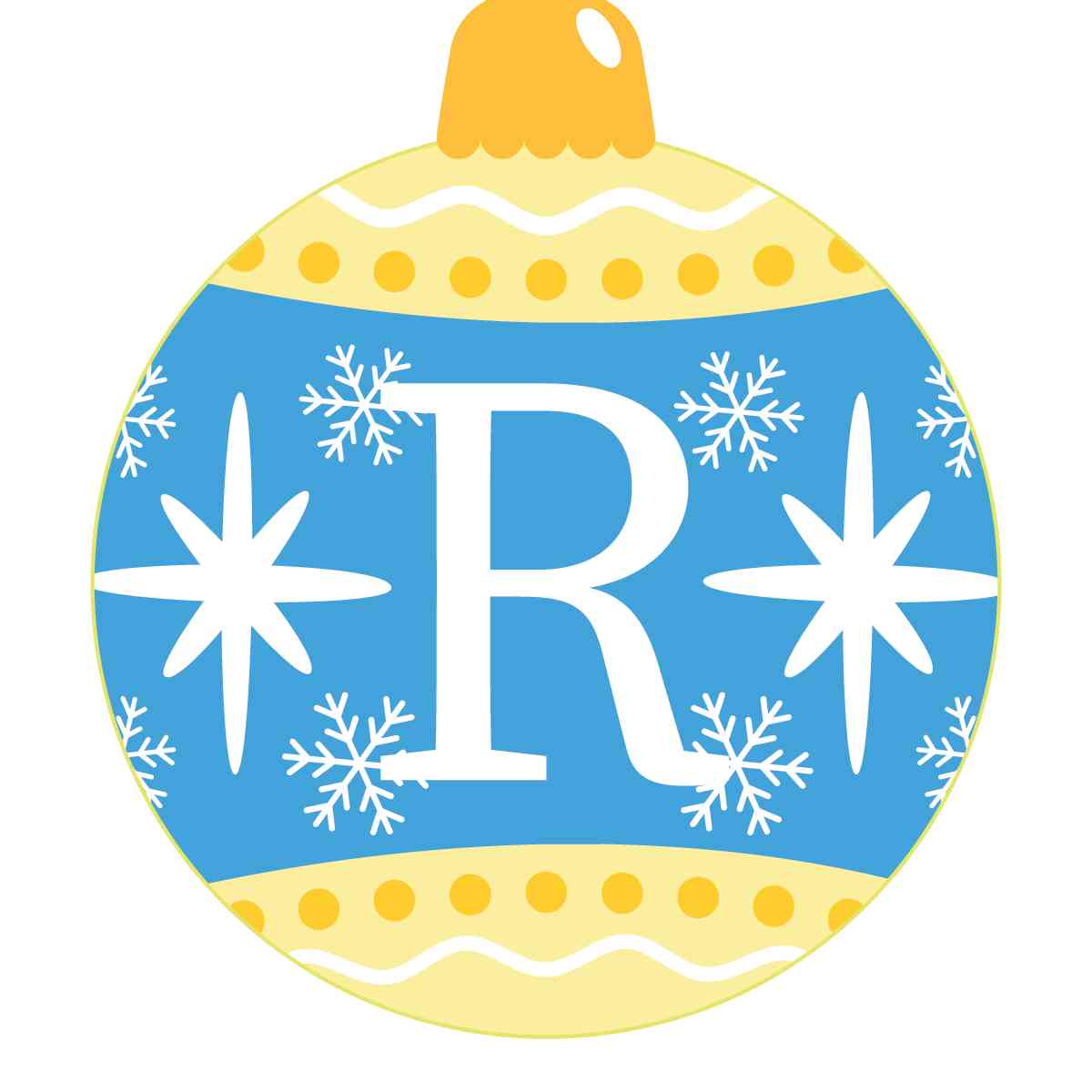 Ornament - Snow Flakes Christmas Ball (Letter R)
