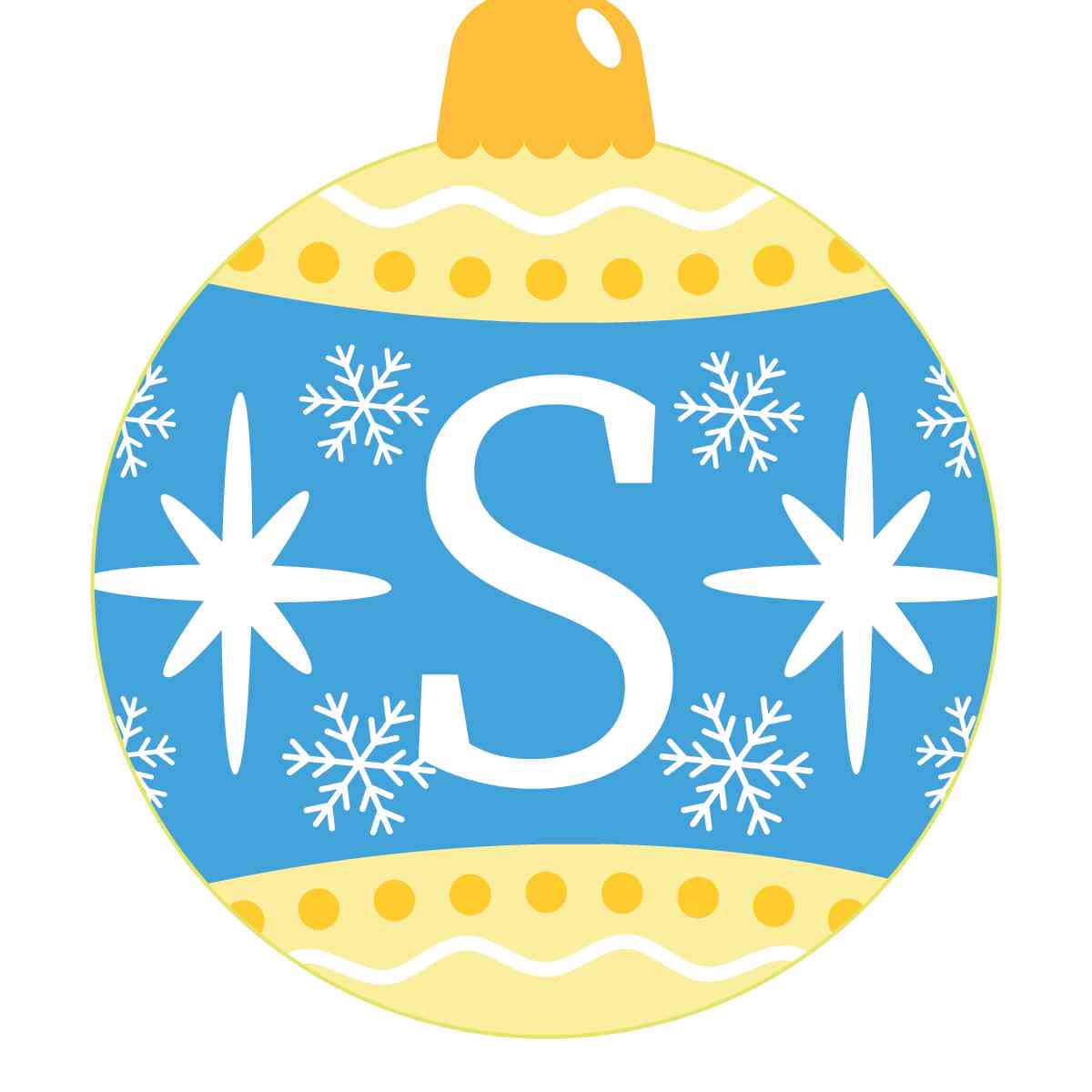 Ornament - Snow Flakes Christmas Ball (Letter S)