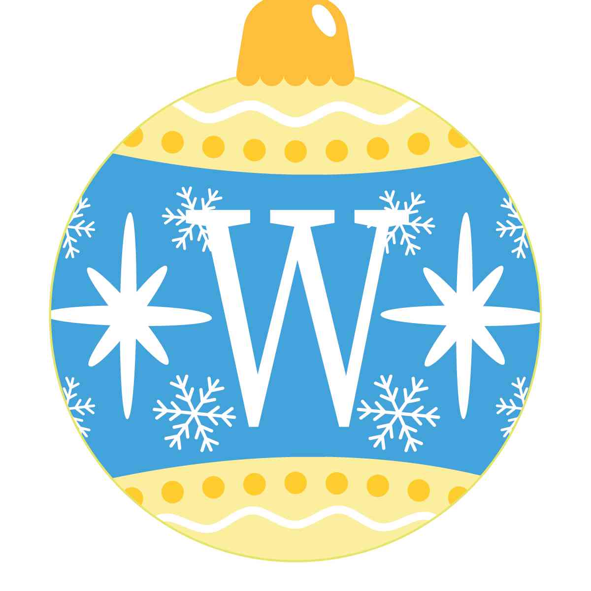 Ornament - Snow Flakes Christmas Ball (Letter W)