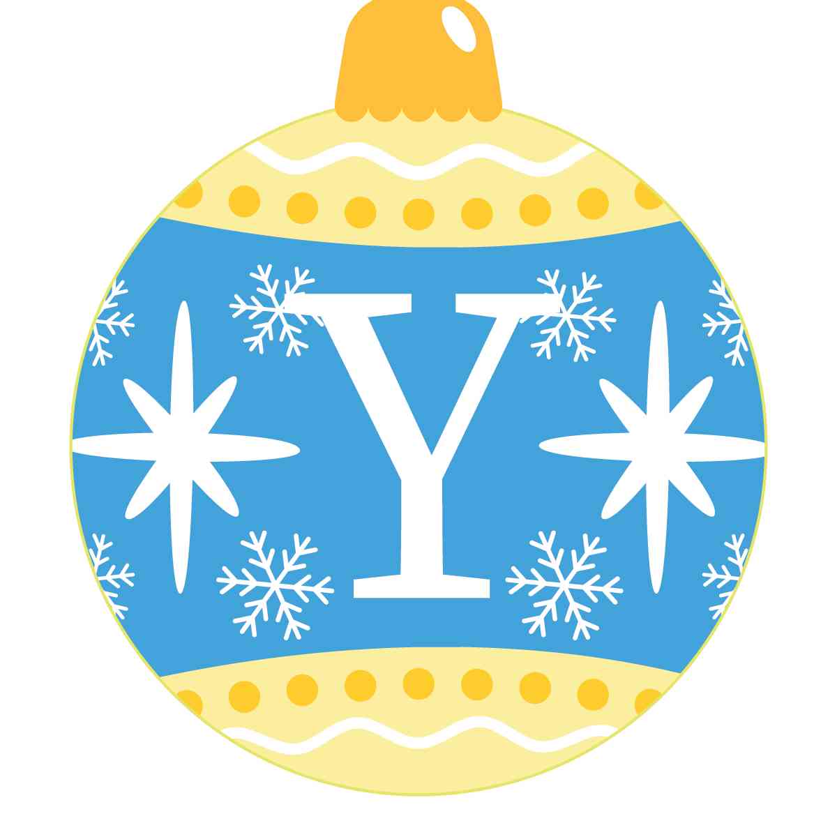 Ornament - Snow Flakes Christmas Ball (Letter Y)