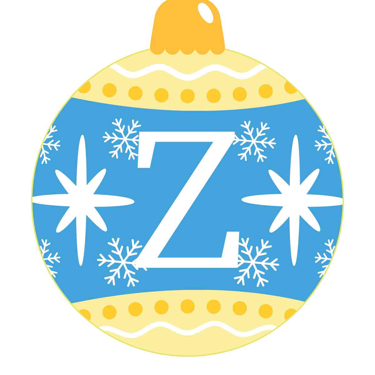 Ornament - Snow Flakes Christmas Ball (Letter Z)