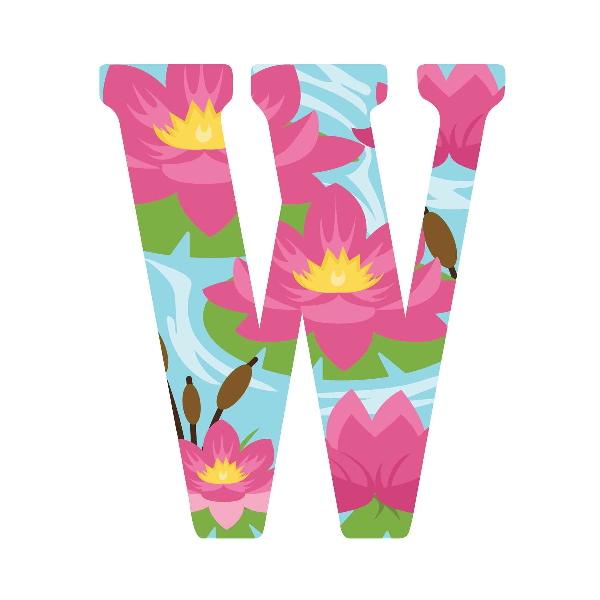 ""W"" Waterlily - Alphabetical Florals