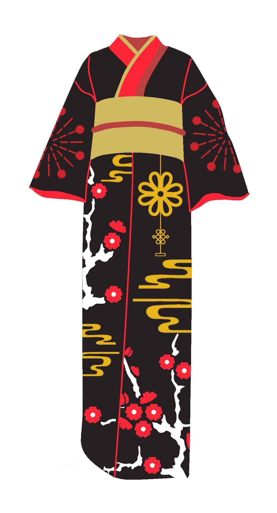 Kimono Festive Black Cultural Dress (Japan)