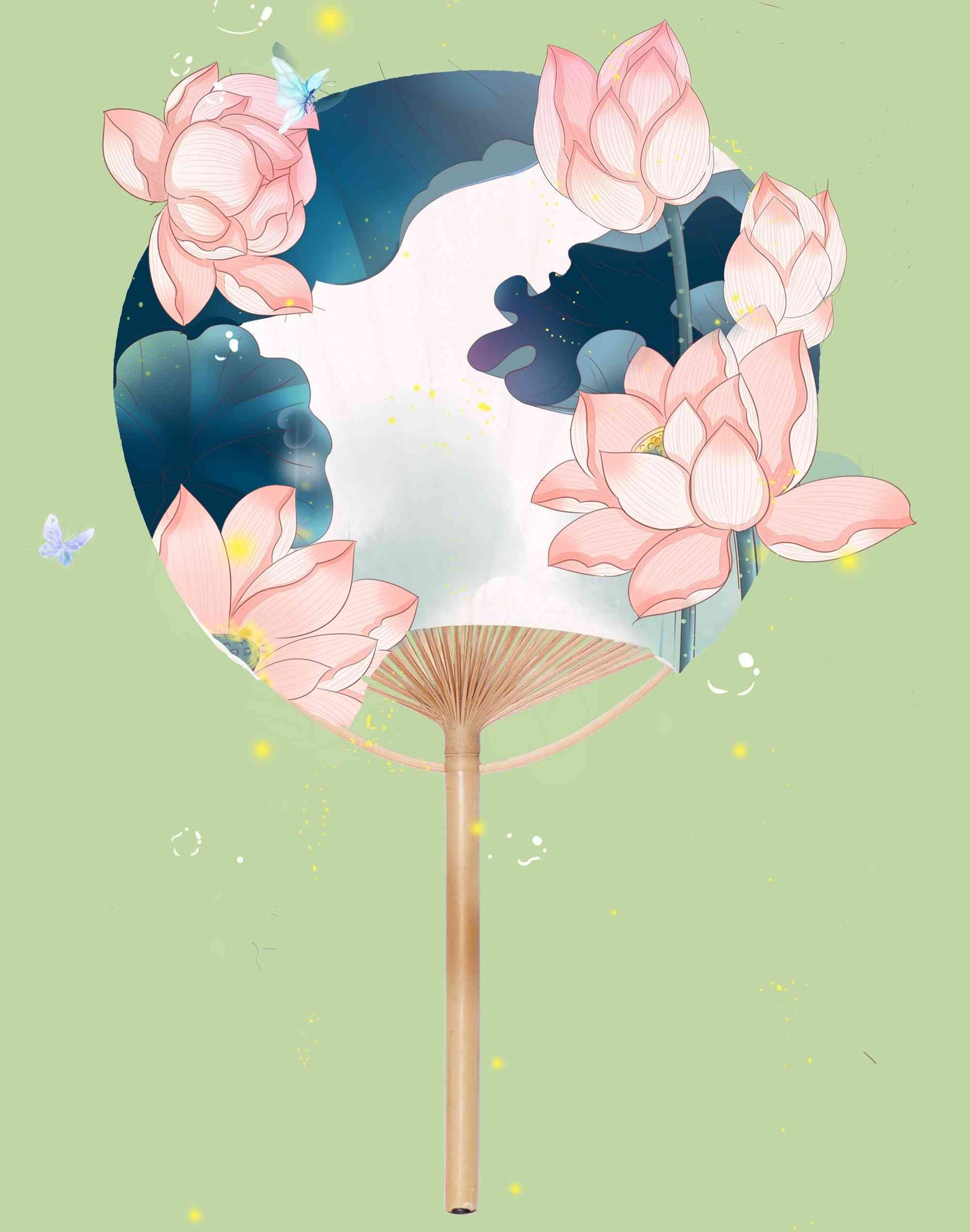 Chinese Lotus Leaf Fan 1