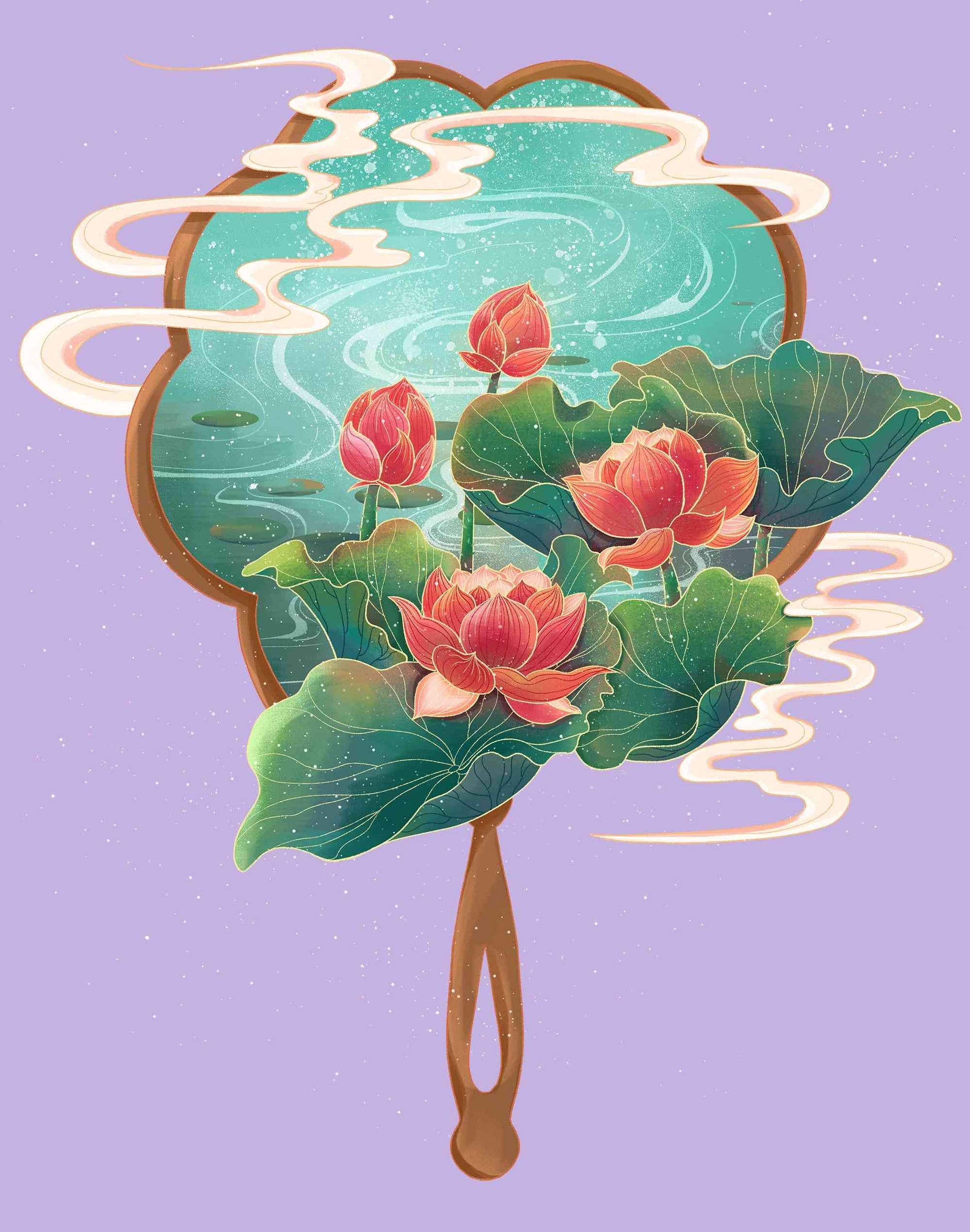 Chinese Lotus Leaf Fan 2