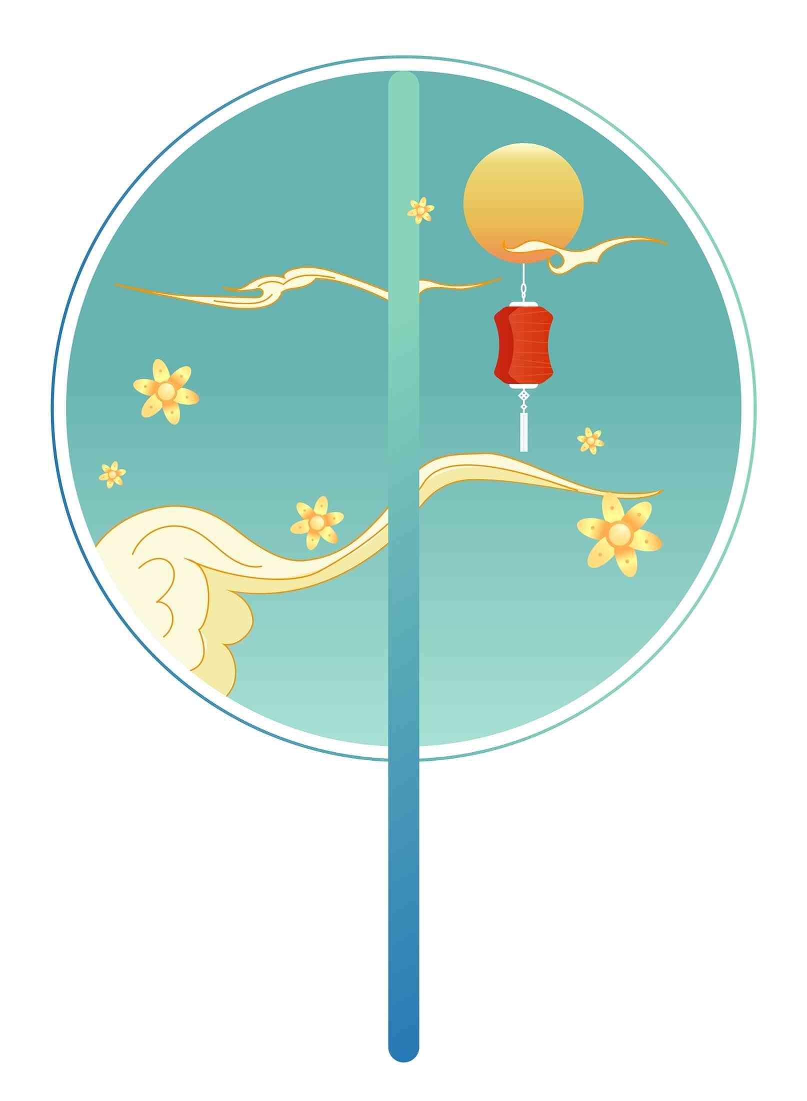 Chinese Round Silk Fan - Lotus Leaf