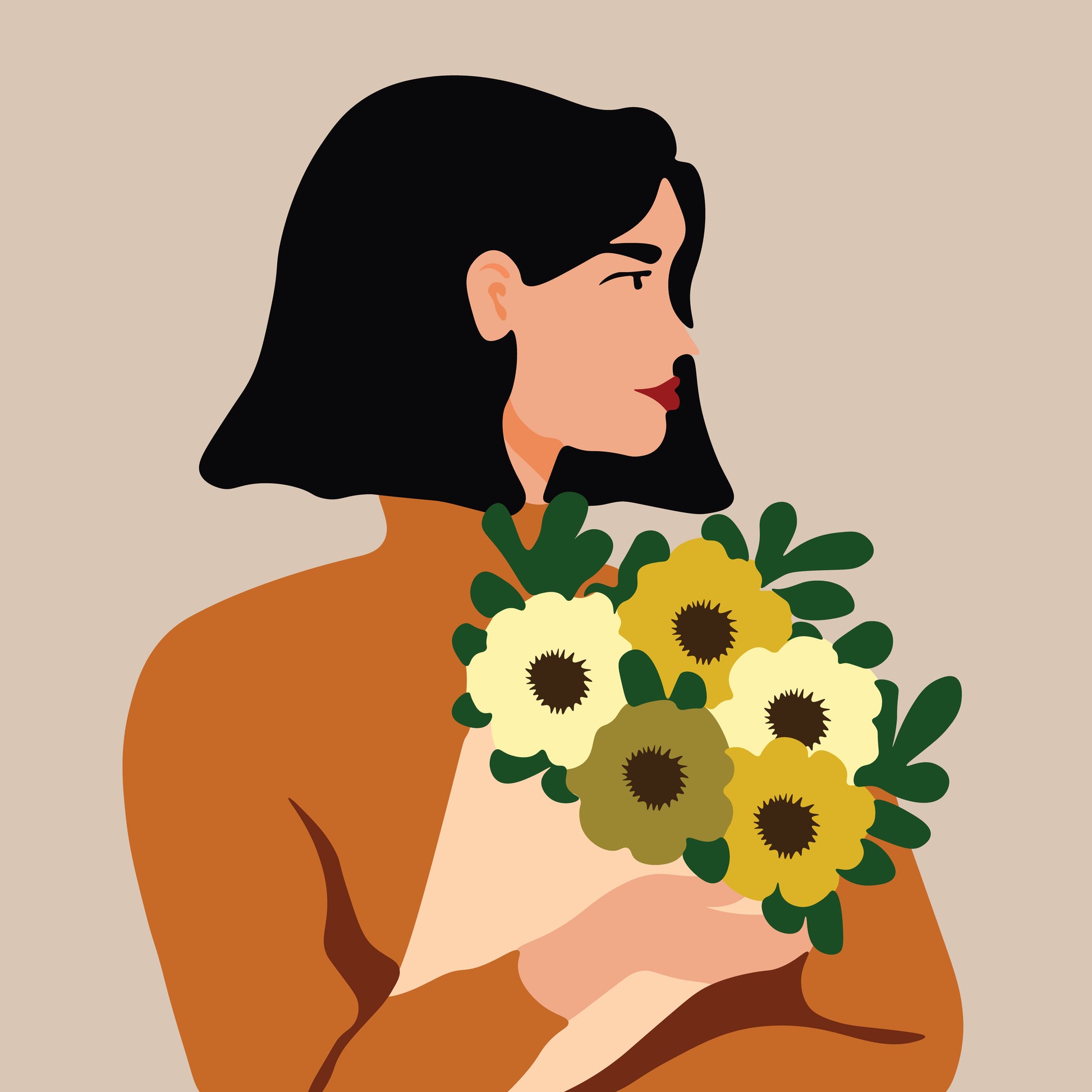 Girl with bouquet