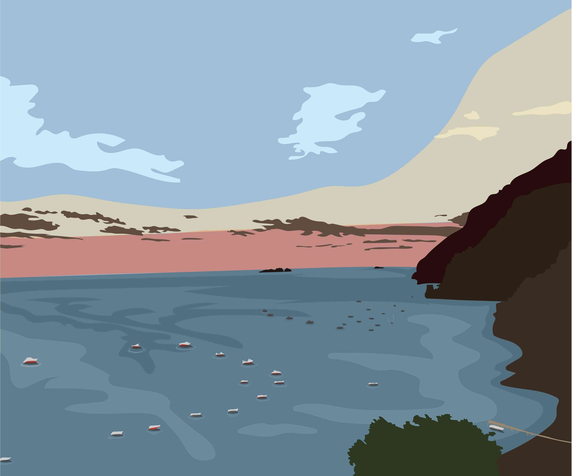 Sunset and Boats in Italy