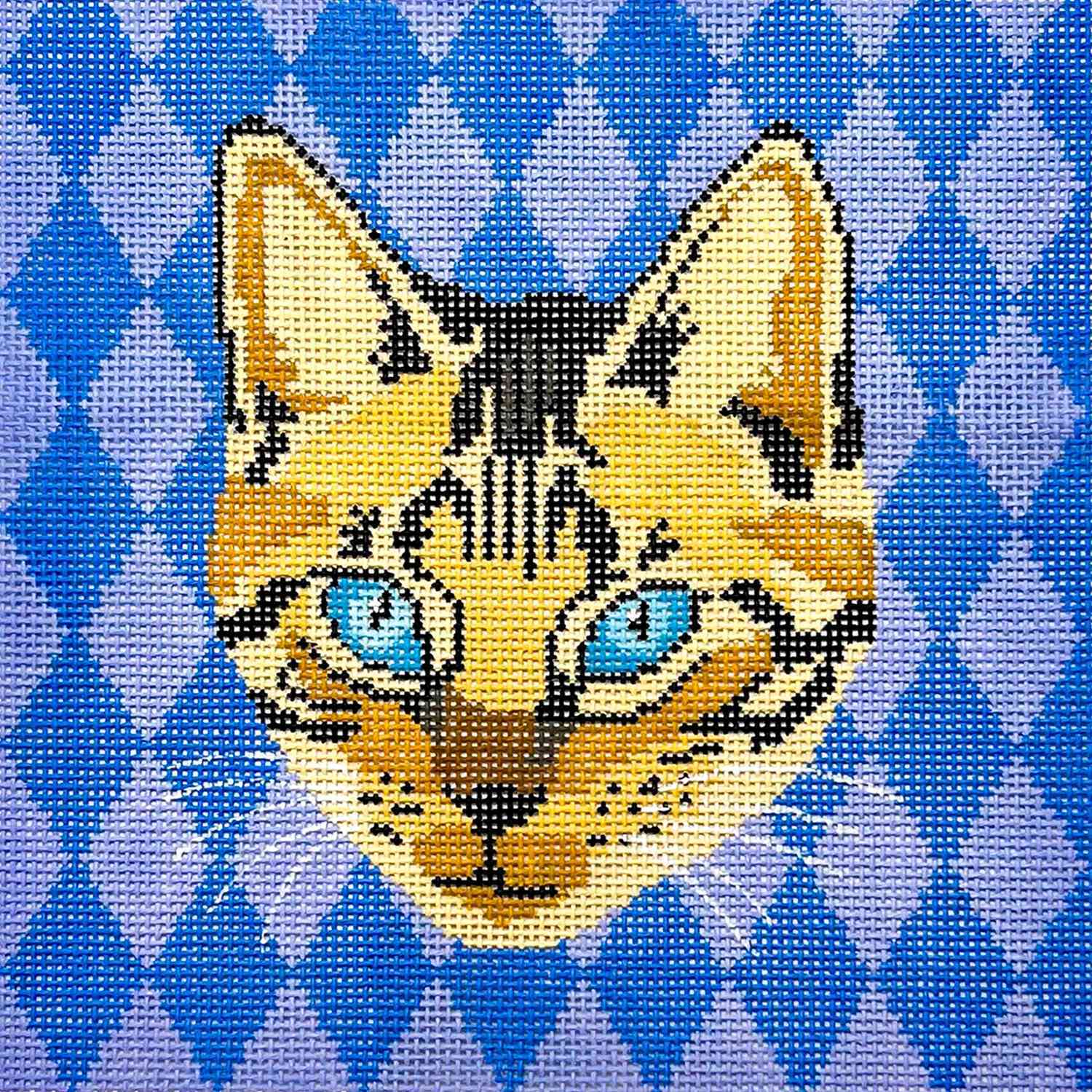 Yellow Cat with Purple Pattern