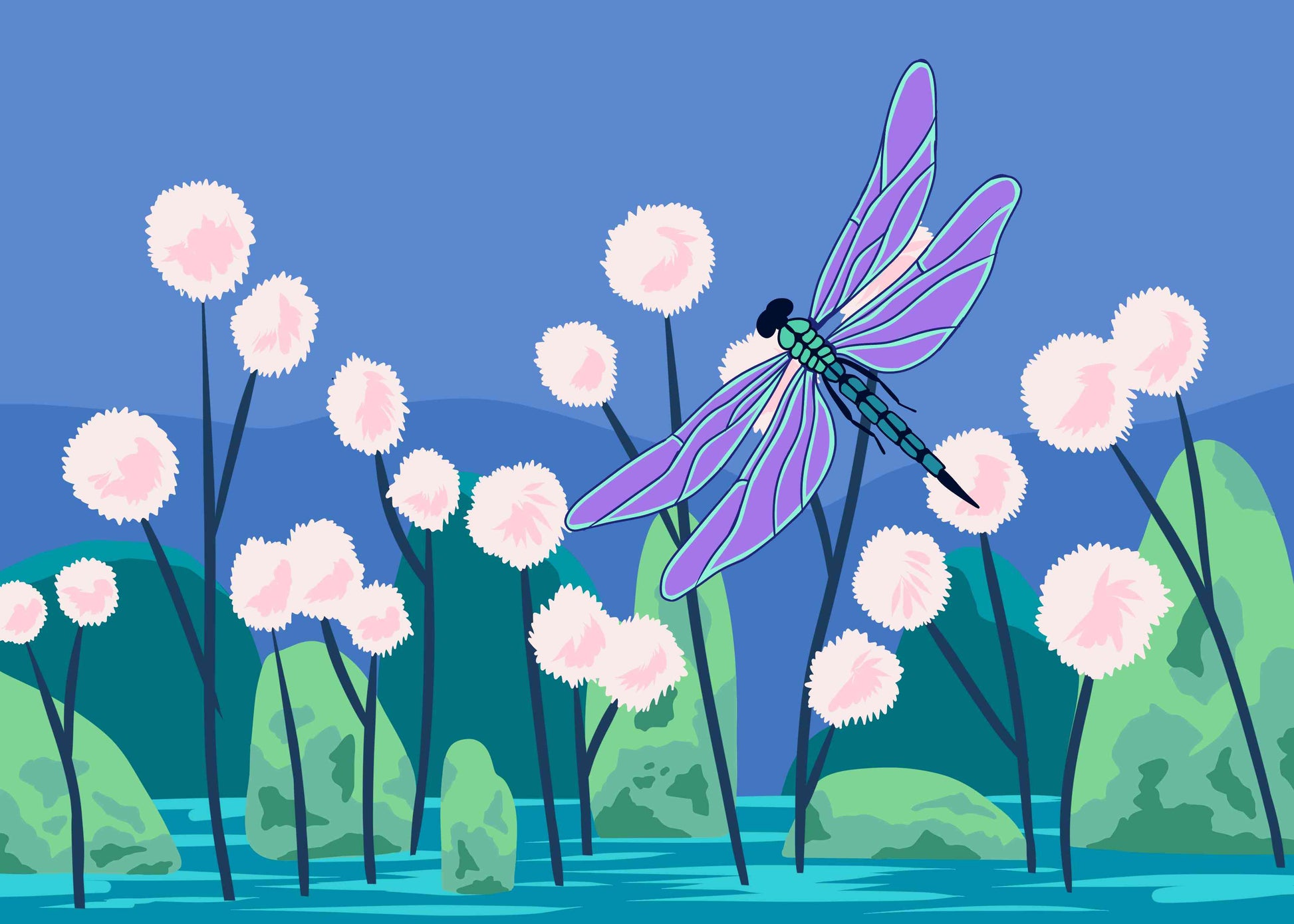 Dragonfly near the pond
