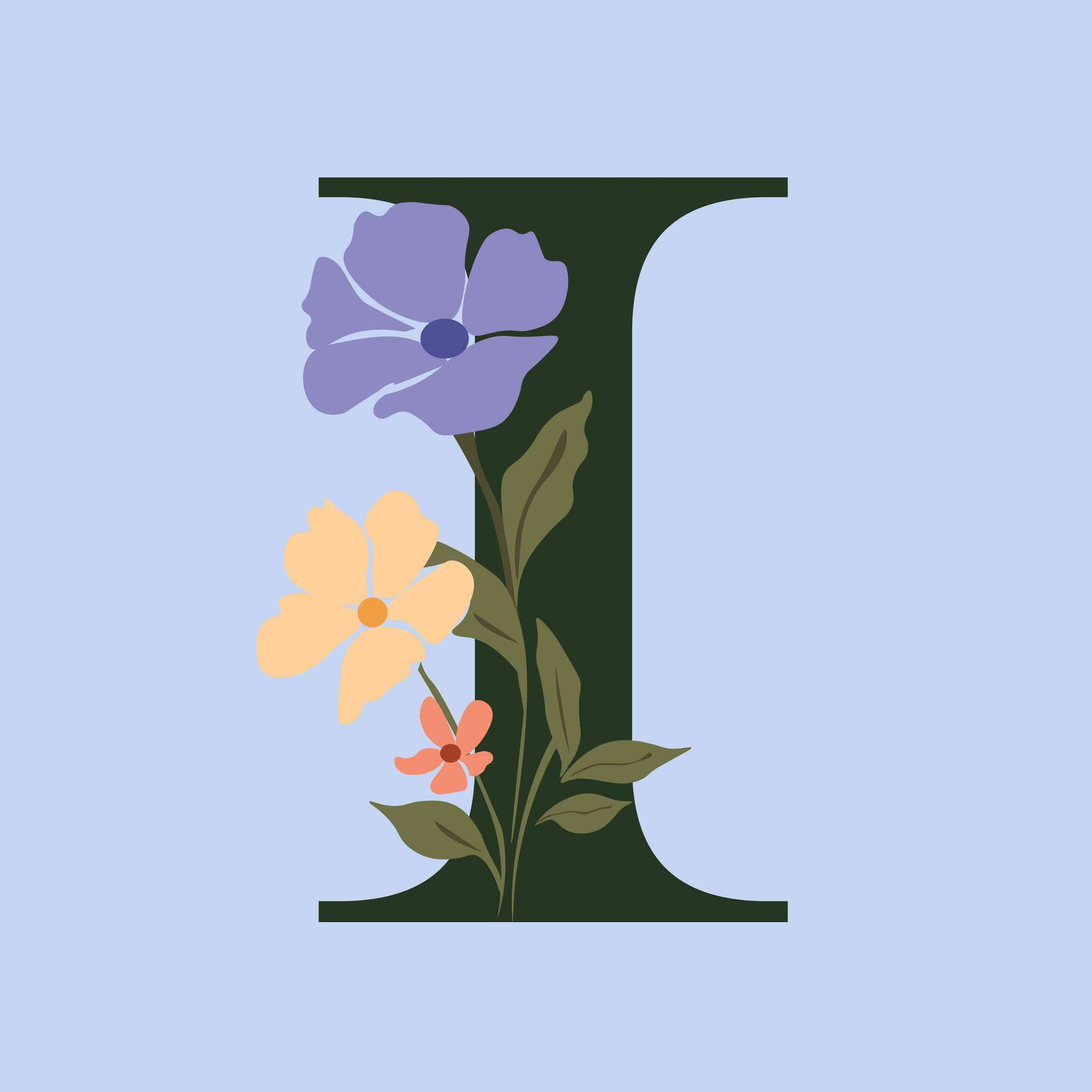 Floral Letter I