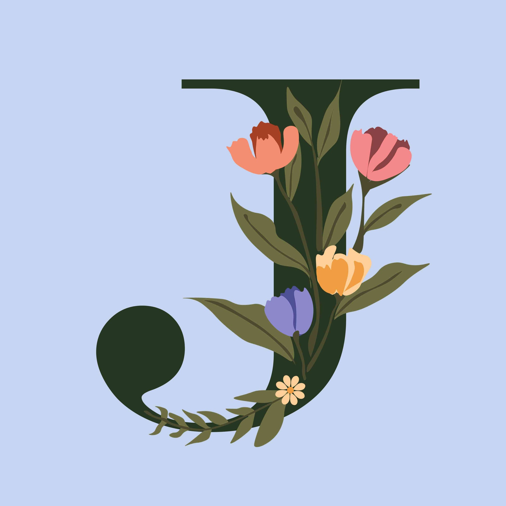 Floral Letter J