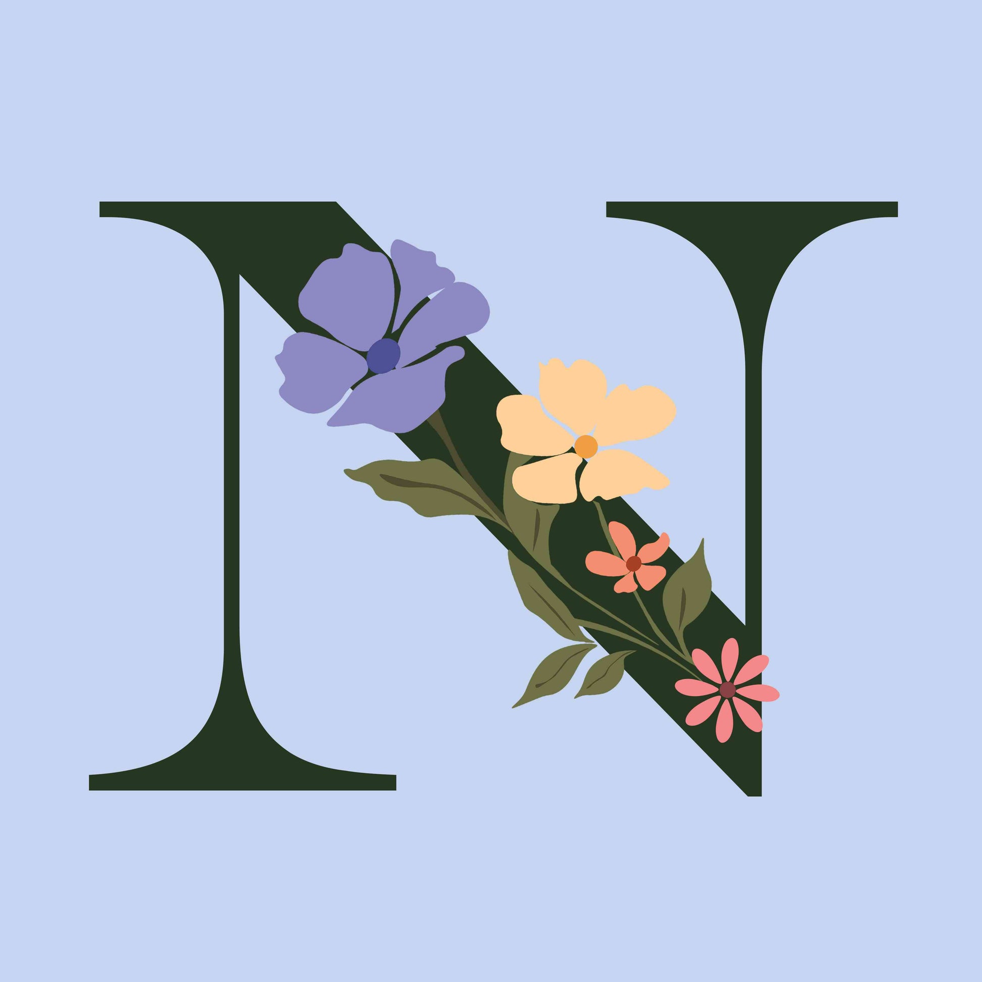 Floral Letter N