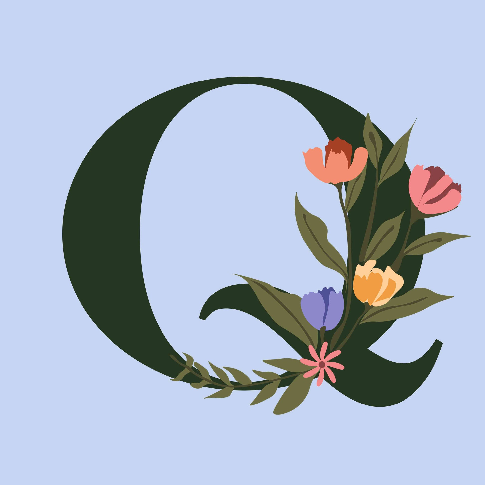 Floral Letter Q