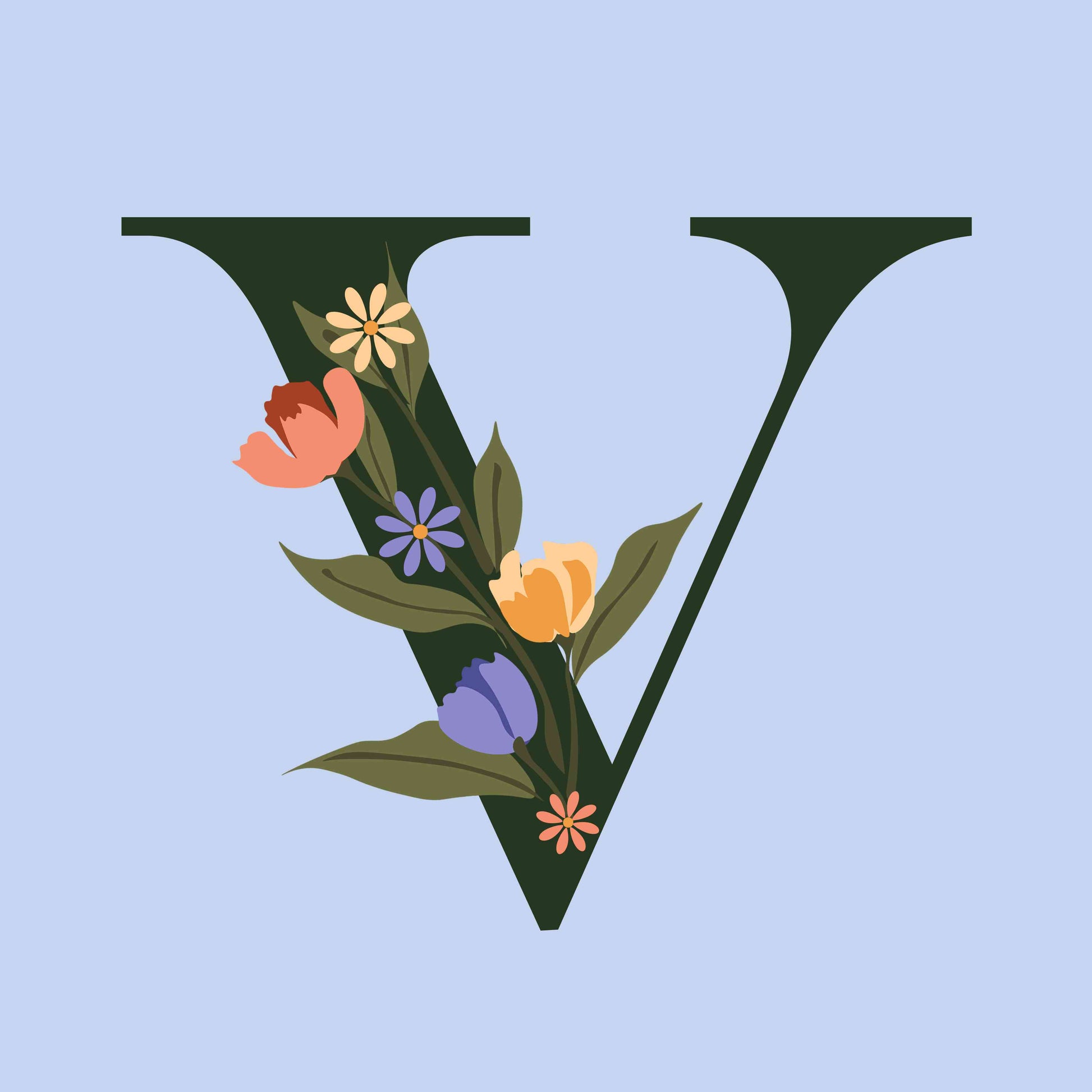 Floral Letter V