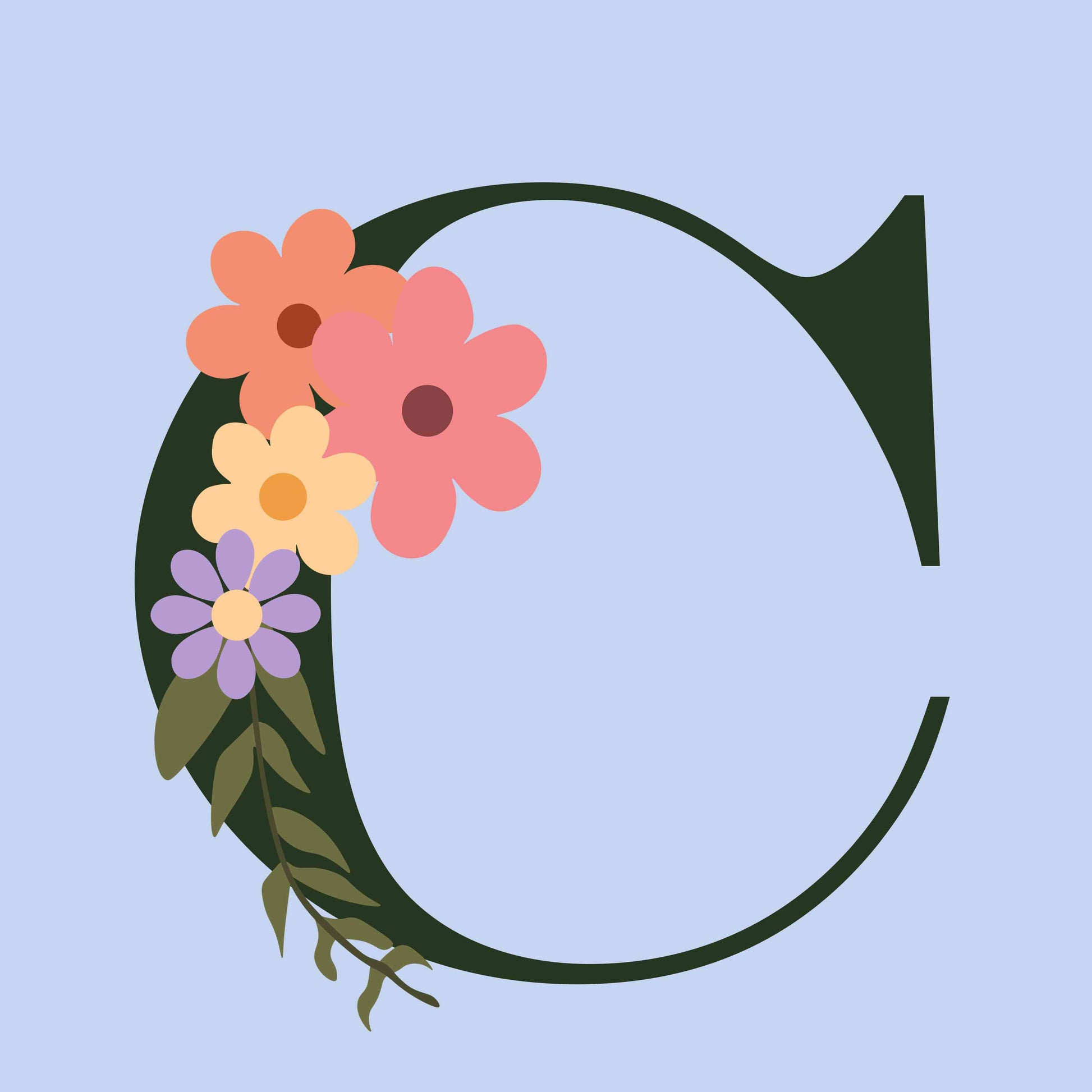Floral Letter C