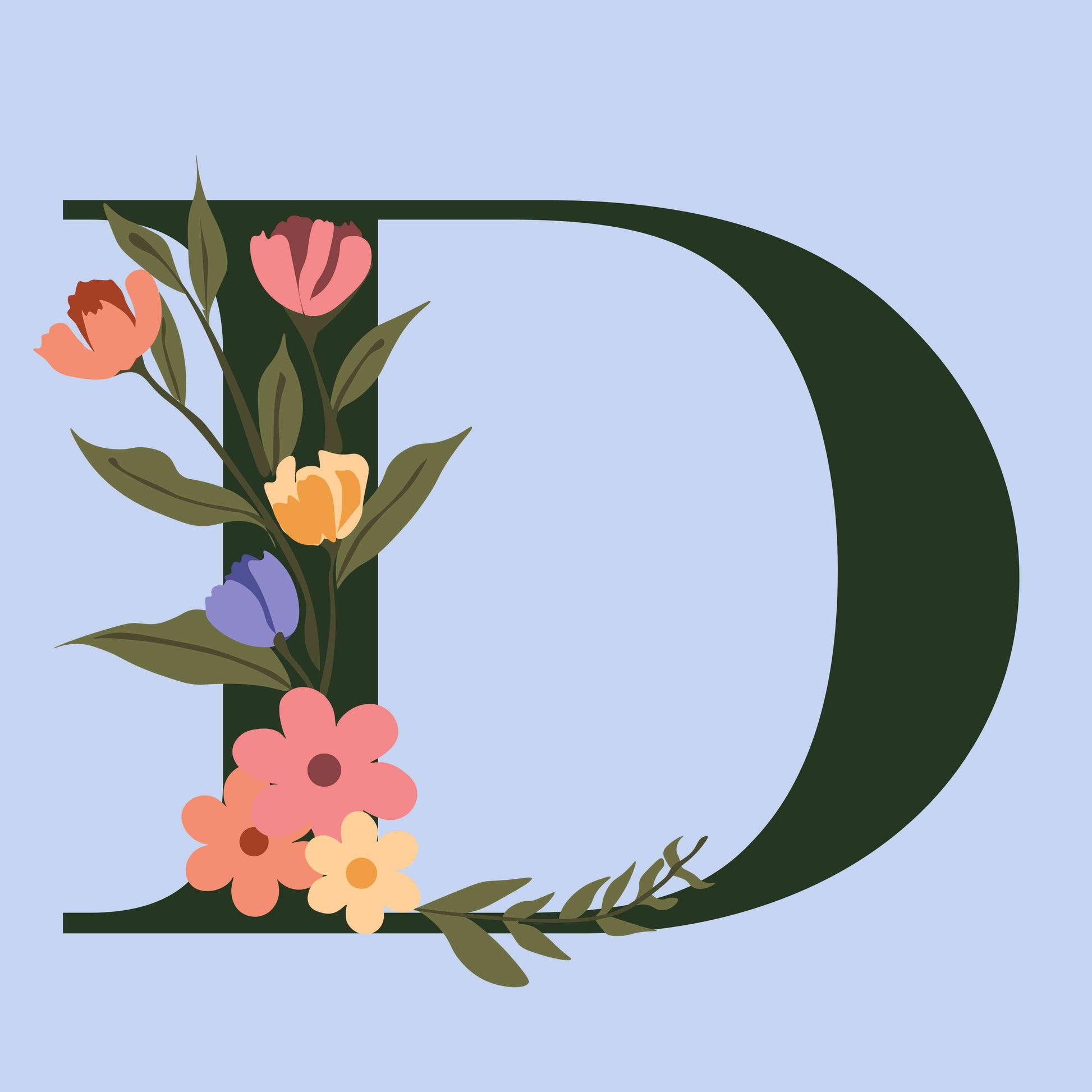 Floral Letter D