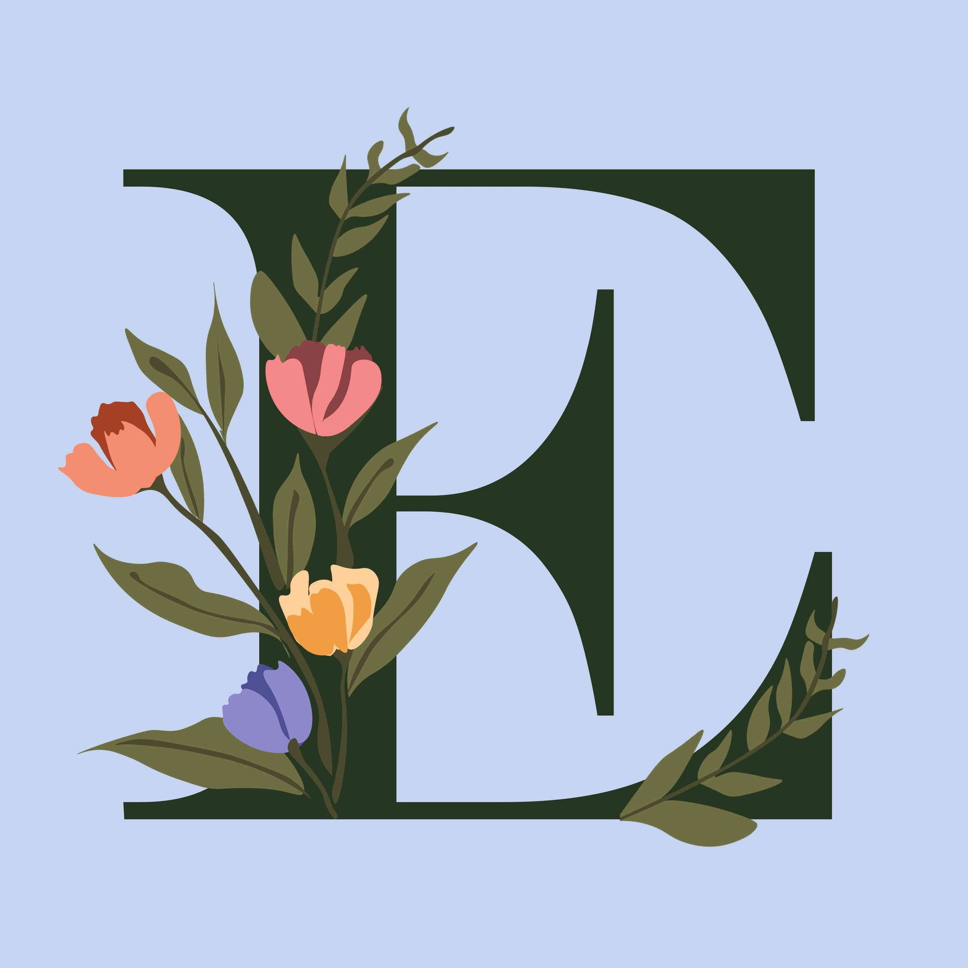 Floral Letter E