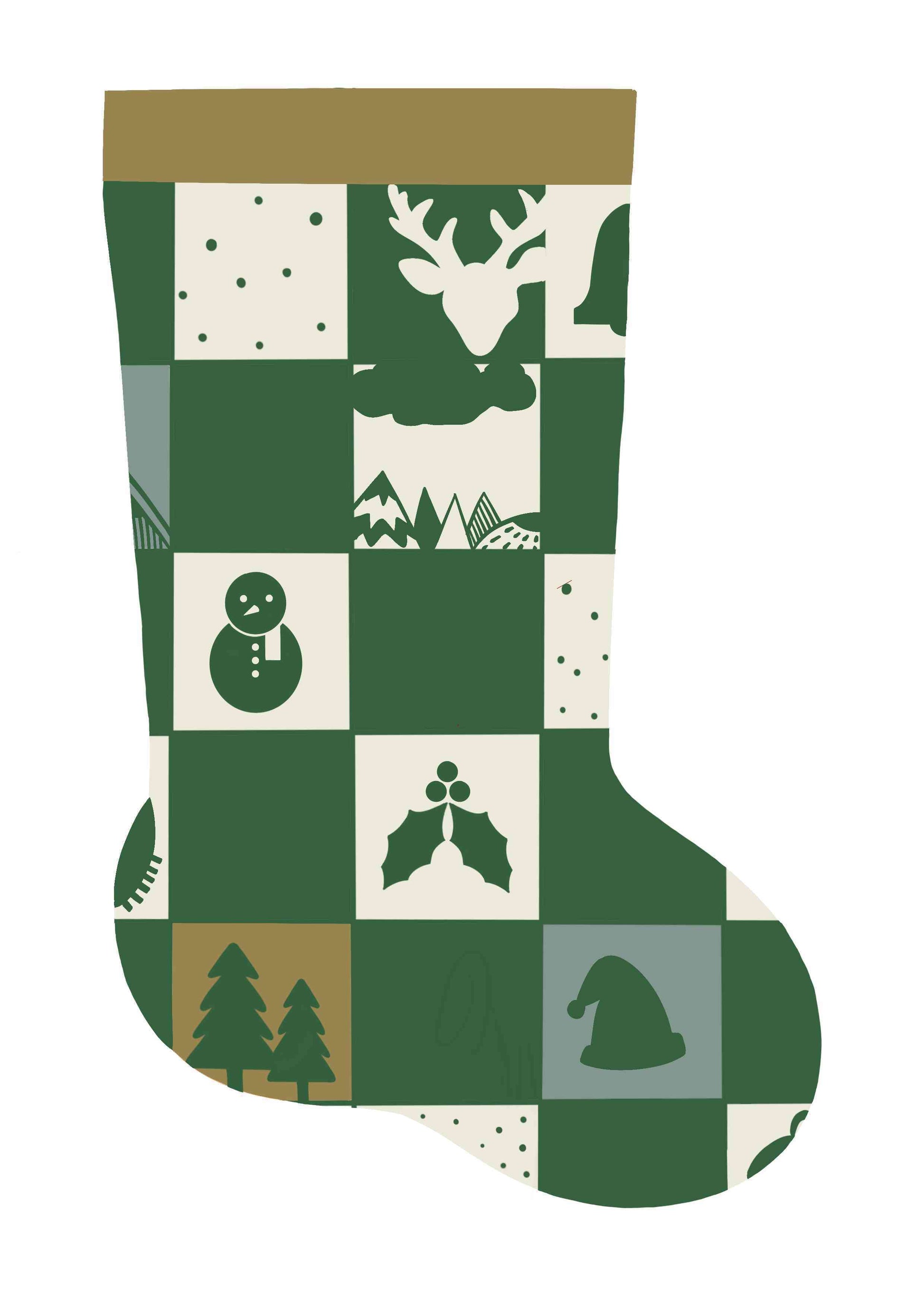 Mini Christmas Stockings - Green pattern