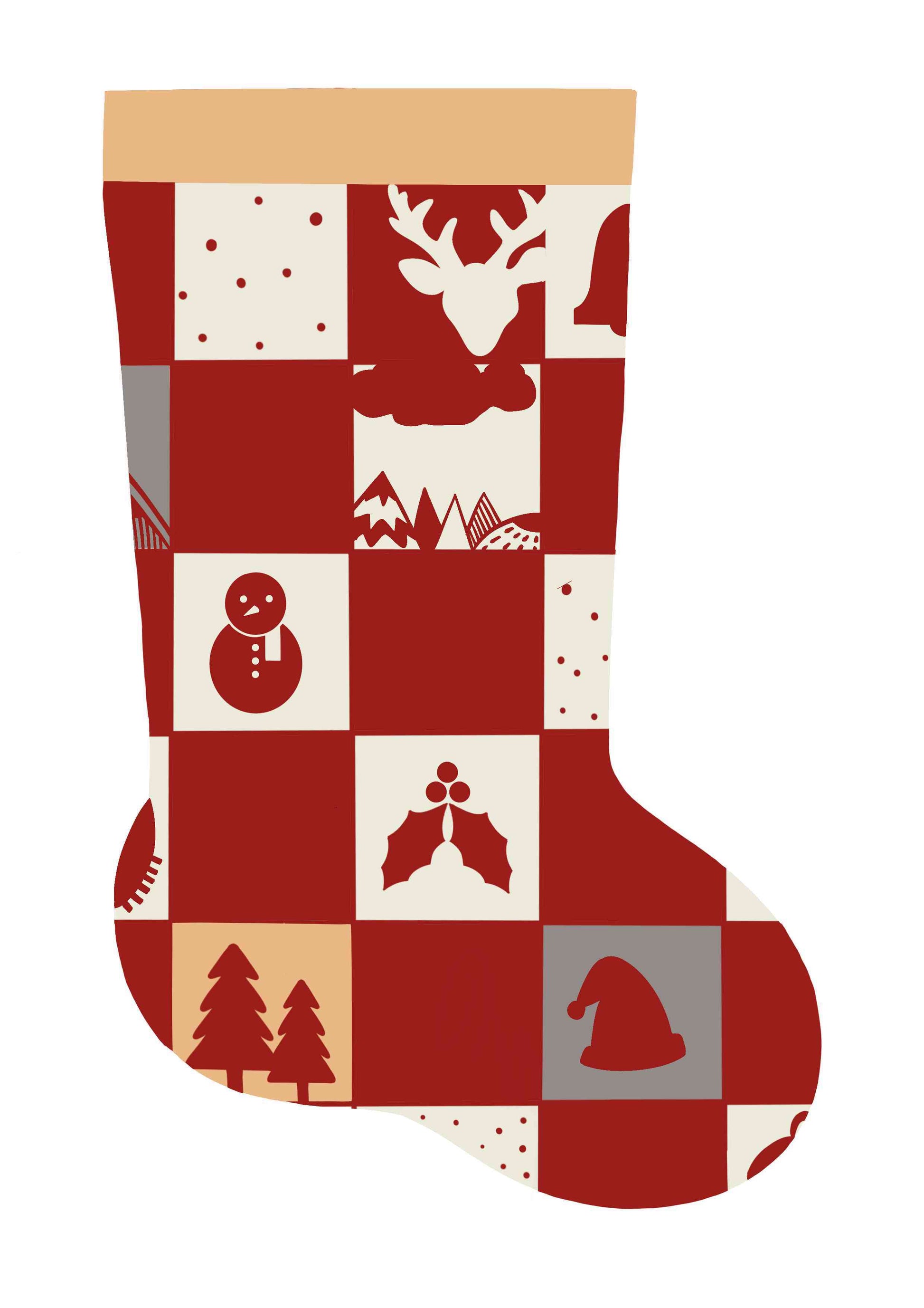 Mini Christmas Stockings - Red pattern