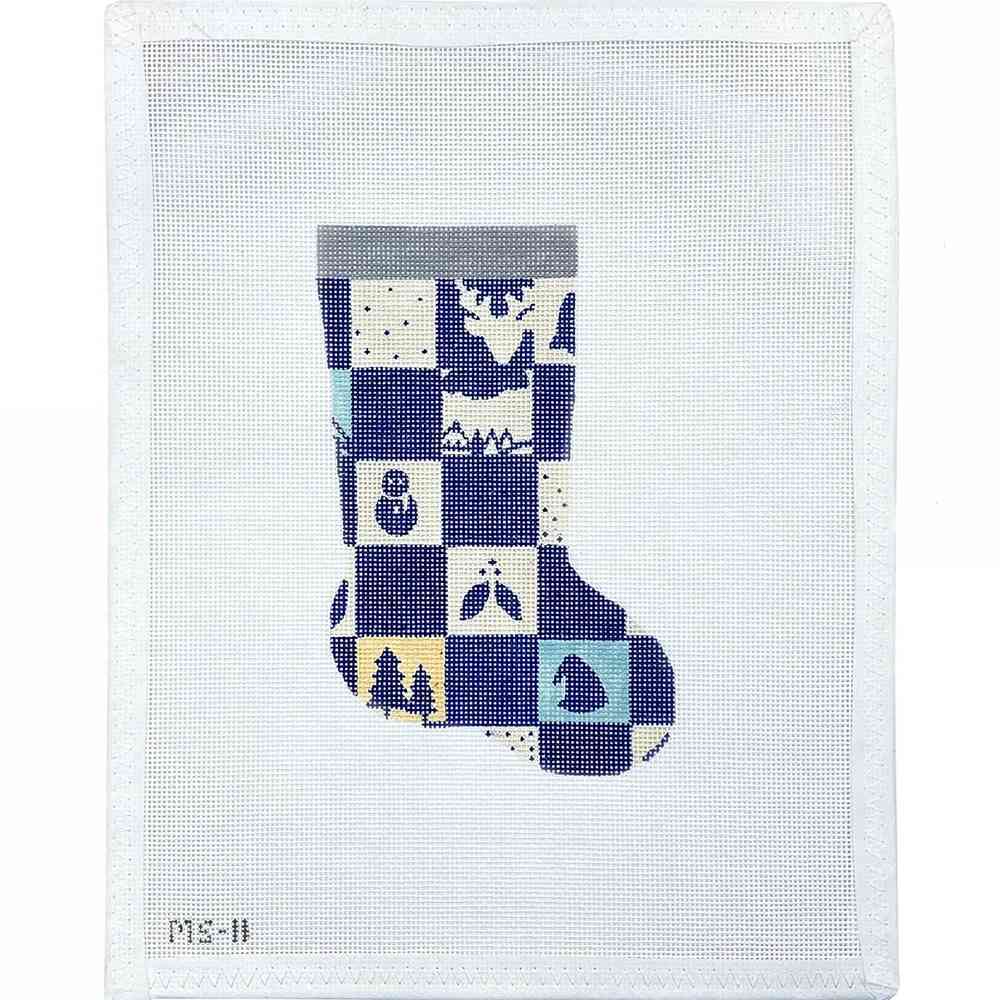 Mini Christmas Stockings - Navy blue pattern