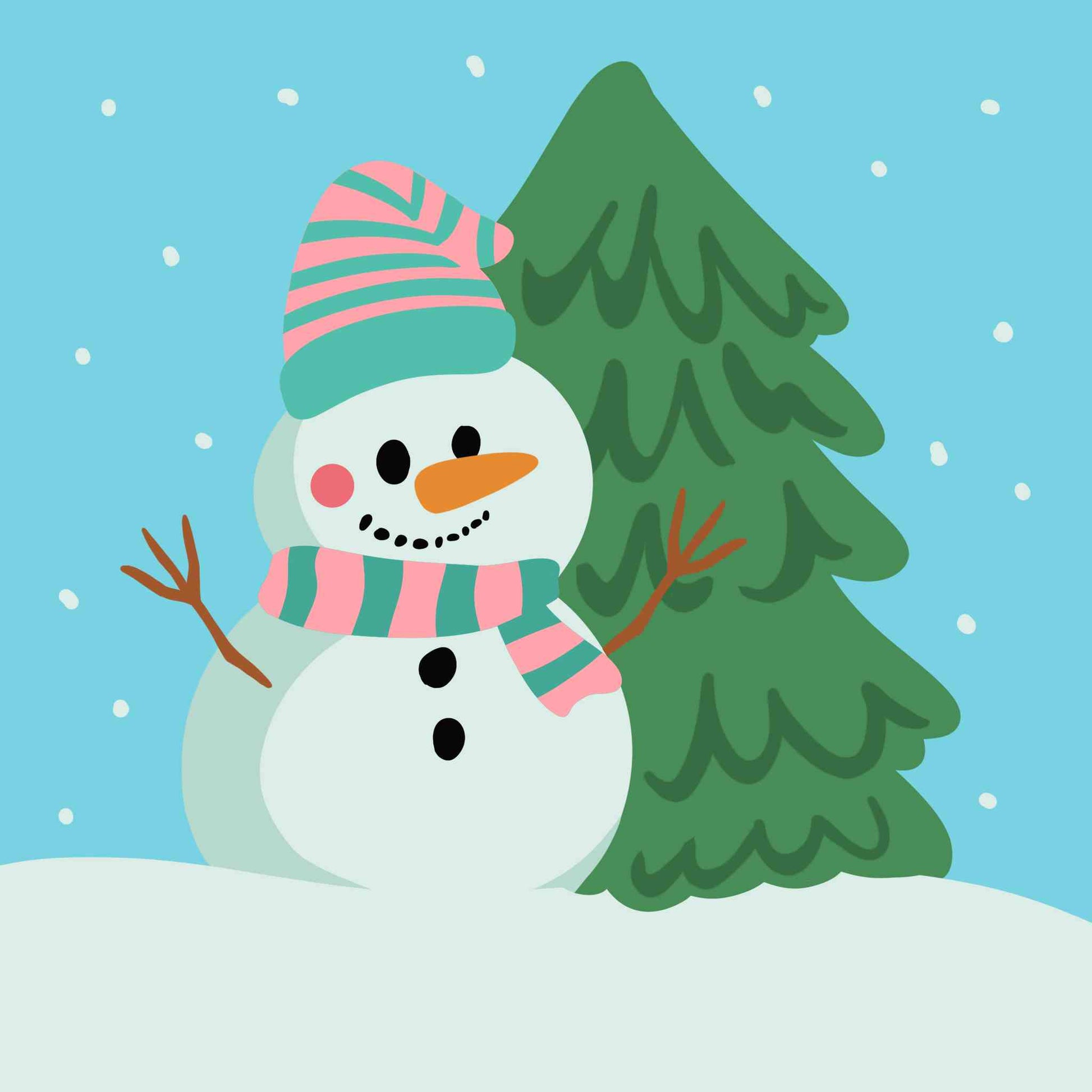 Snowman with Christmas Tree