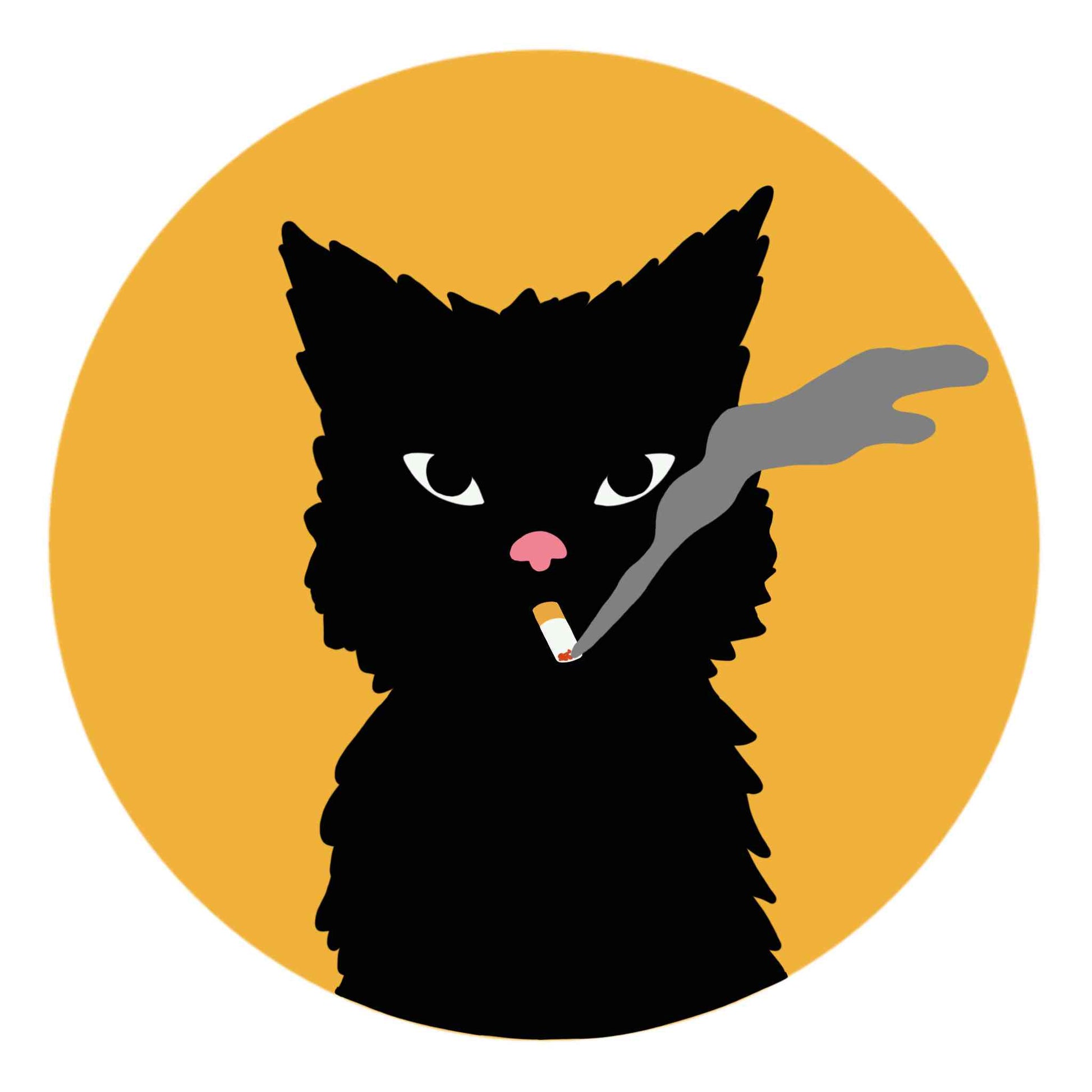 Smoking Black Cat