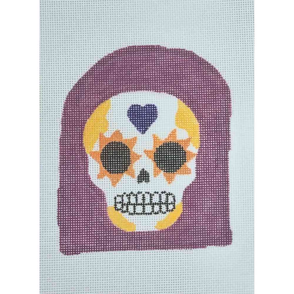 Sugar Skulls - Purple Heart with gold