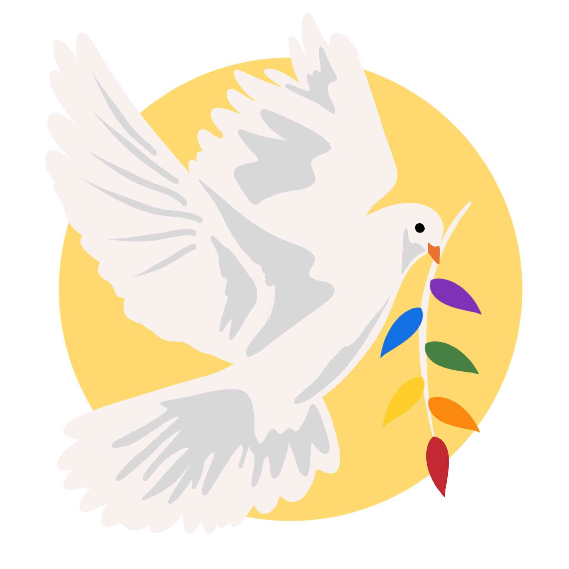 Dove with Pride Leaves