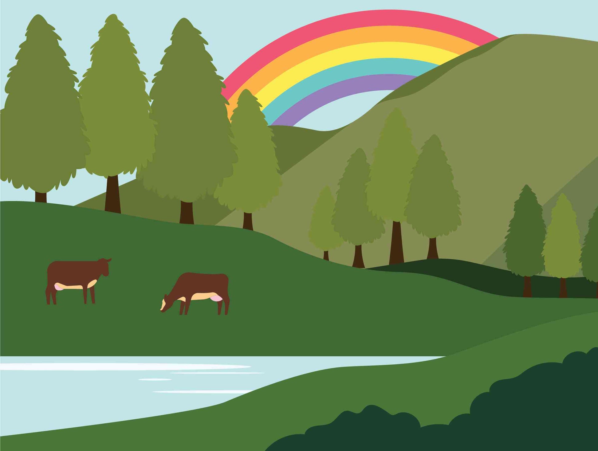 Rainbows Over Rolling Hills