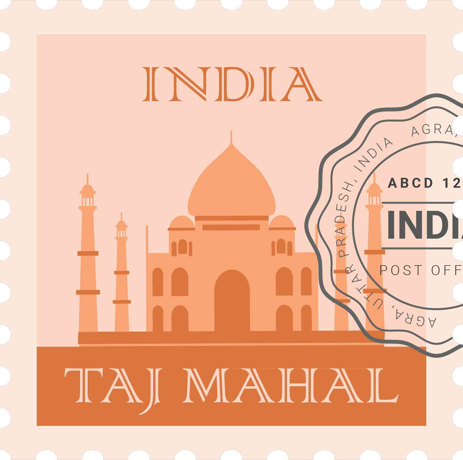 Vintage Stamps - The Taj Mahal