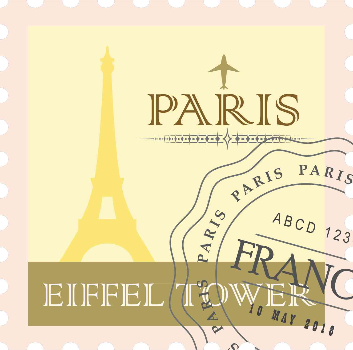 Vintage Stamps - The Eiffel Tower