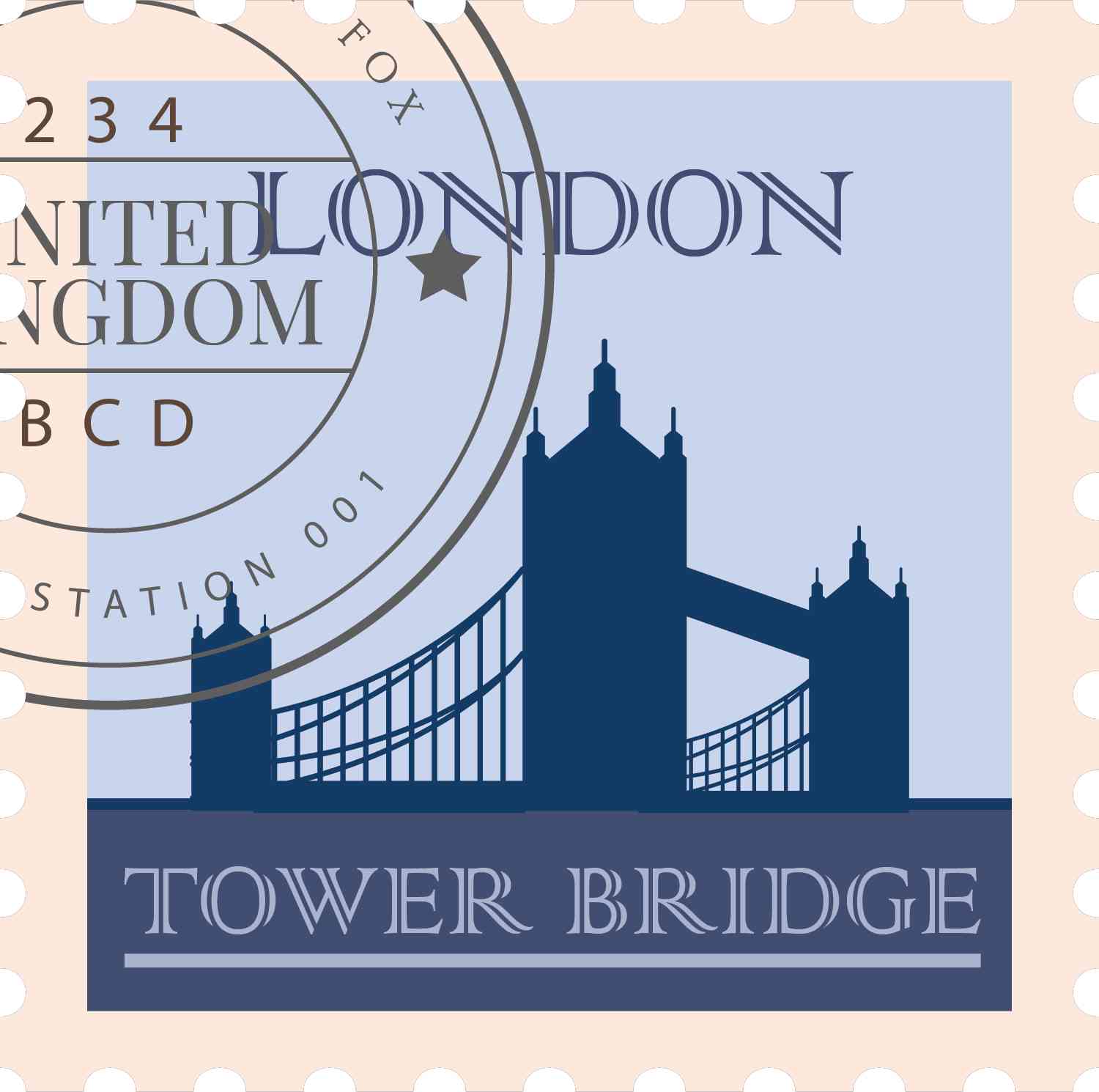 Vintage Stamps - The Tower Bridge