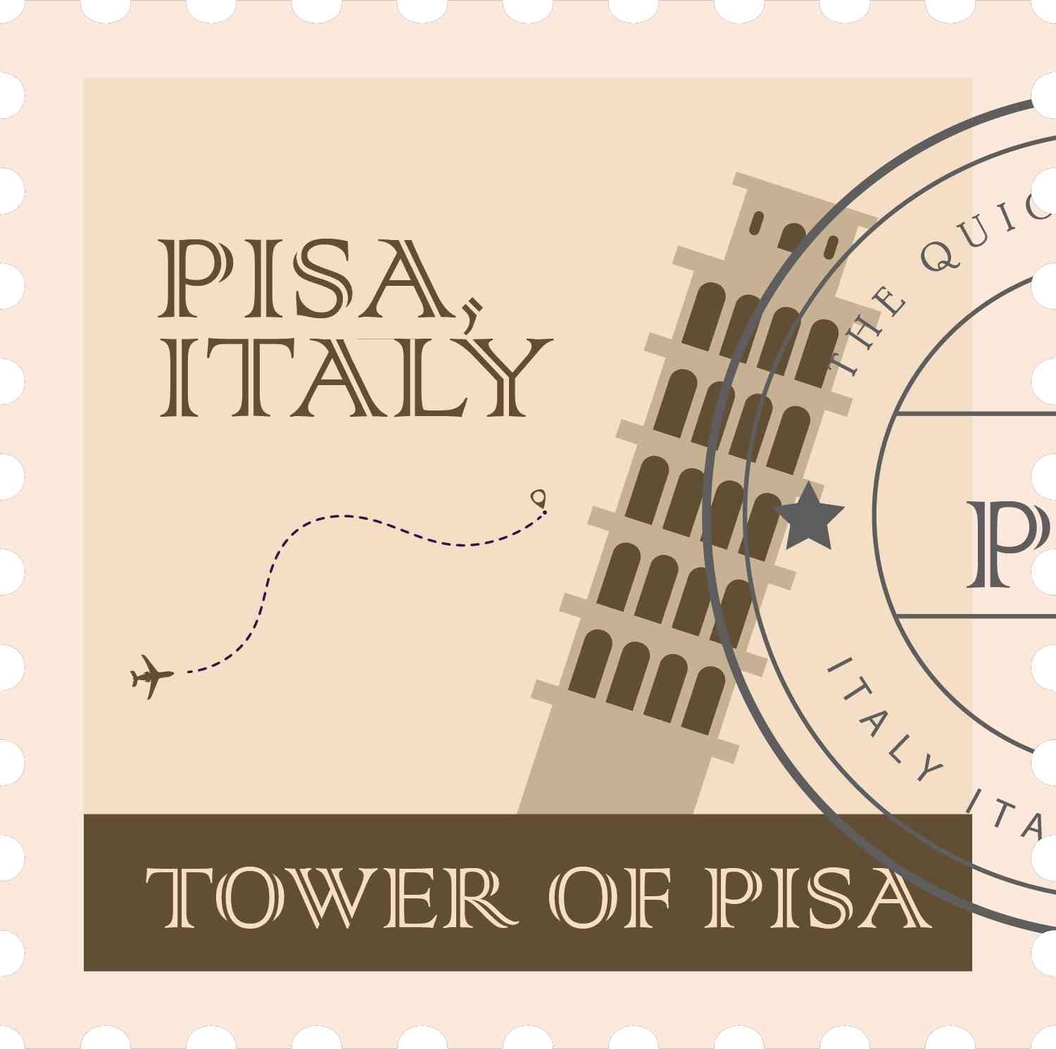 Vintage Stamps - The Tower of Pisa
