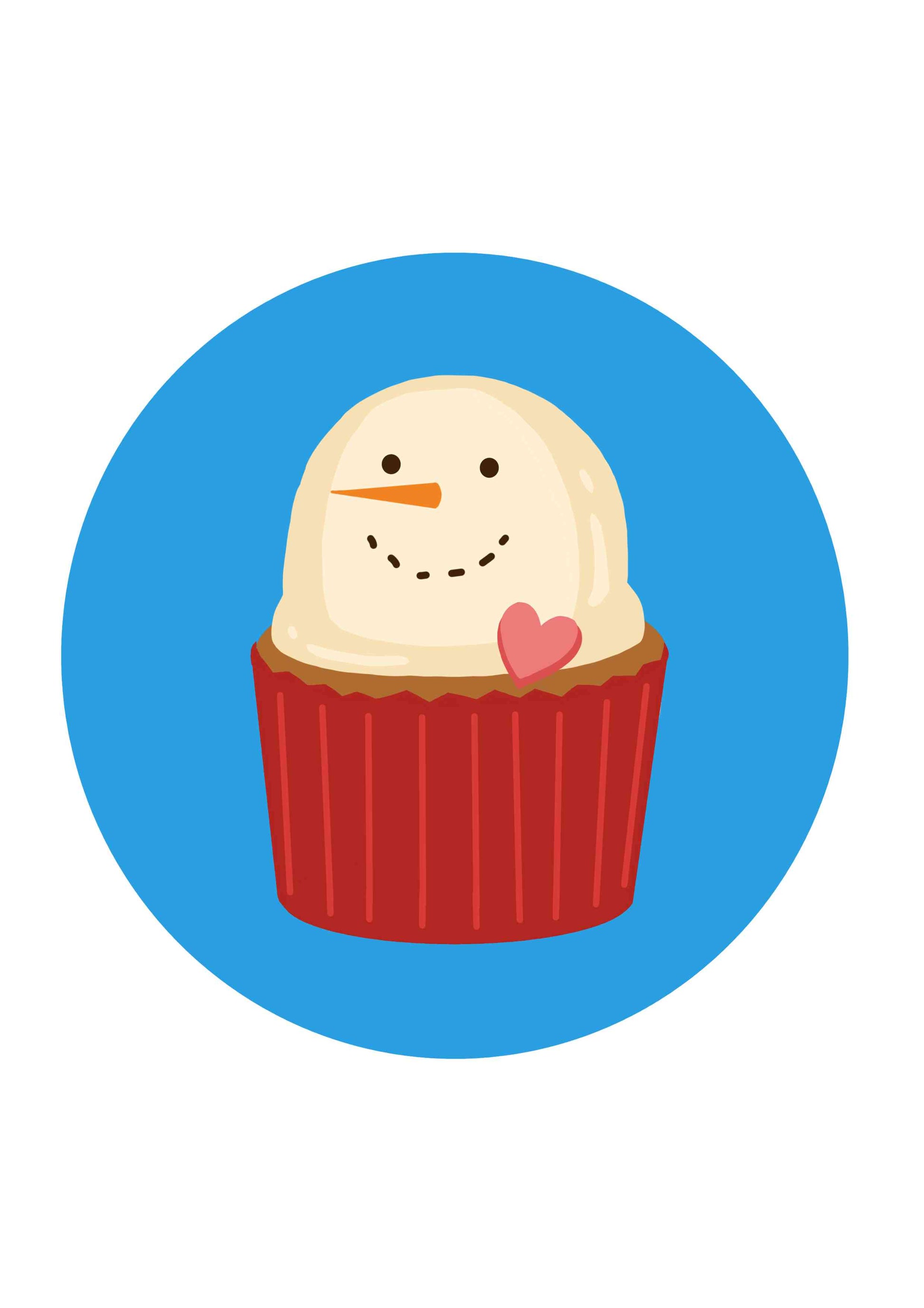 Christmas- Cupcake with Snowman Icing