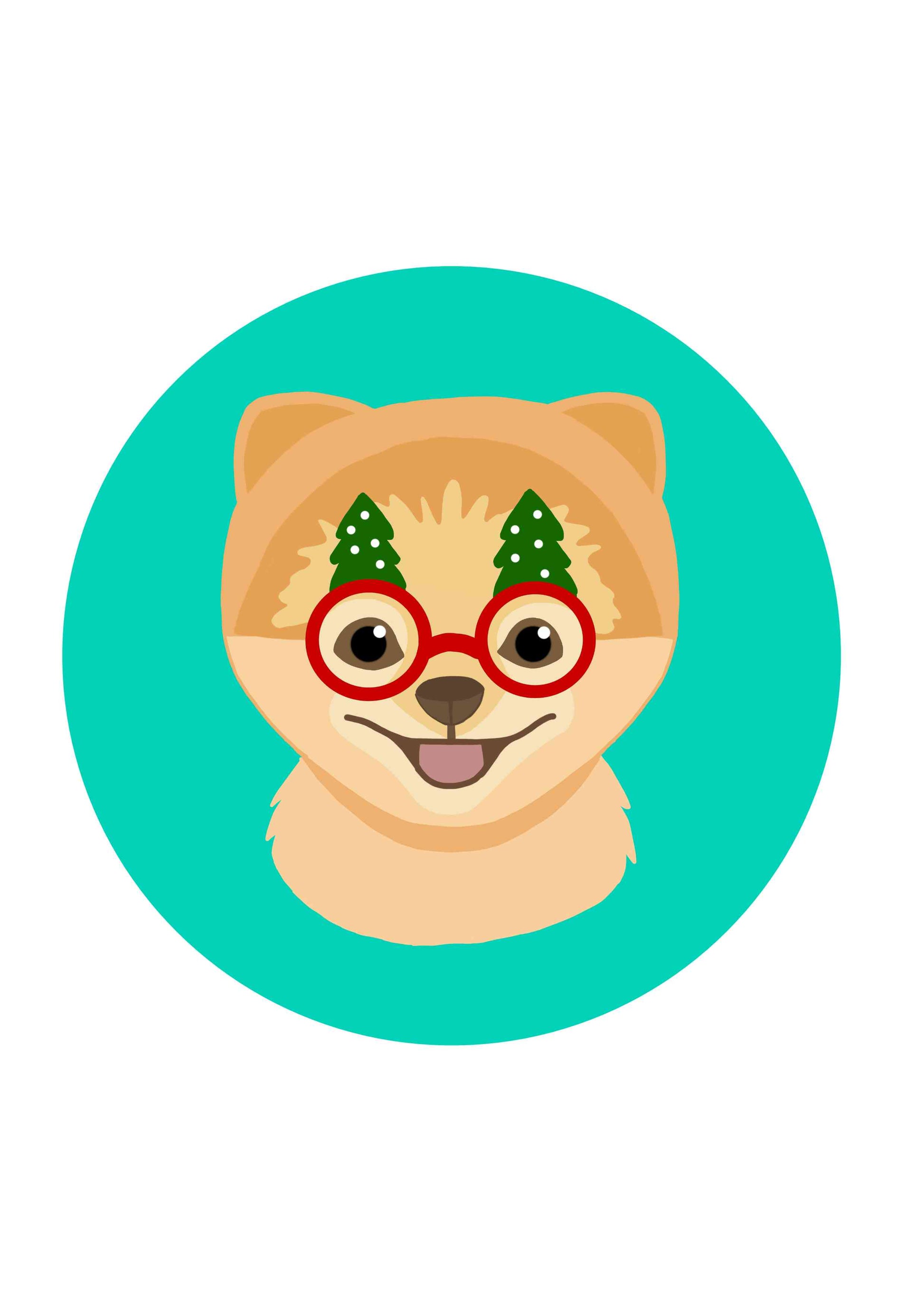 Dog with Christmas Glasses