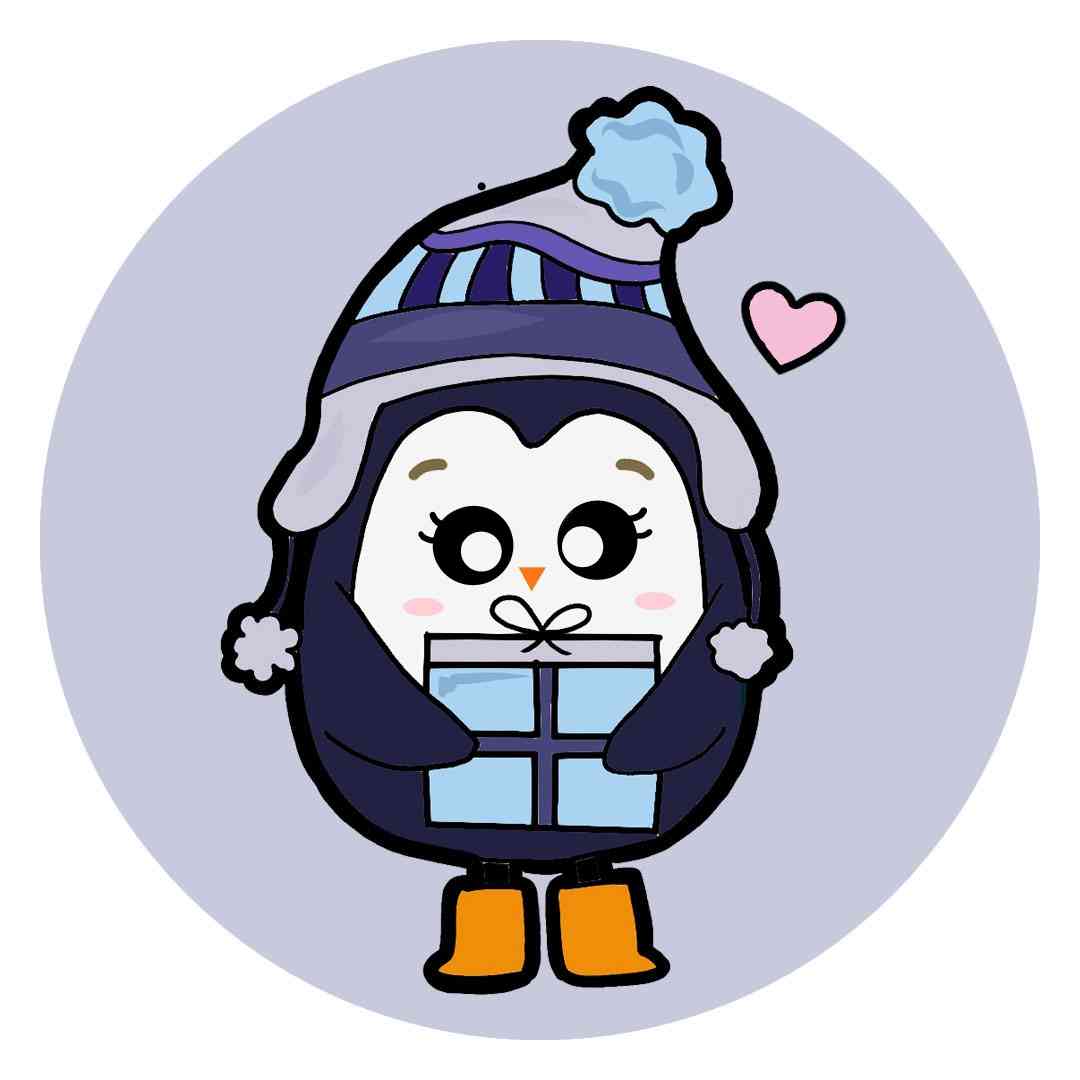 Christmas - Penguin with blue gift