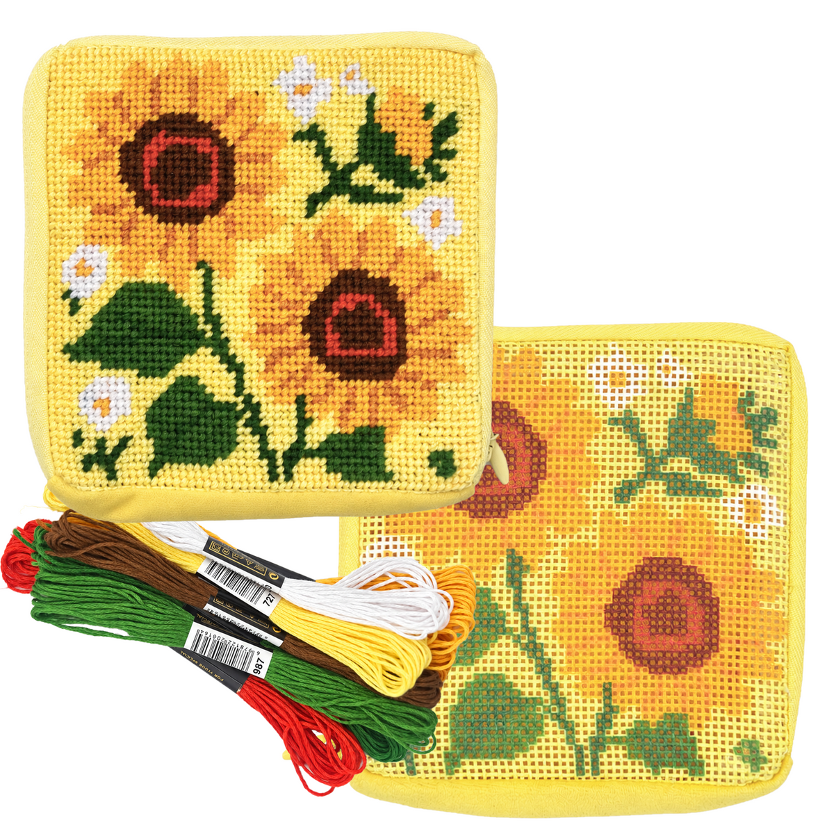 Sunflower Needlepoint Zip Pouch Kit