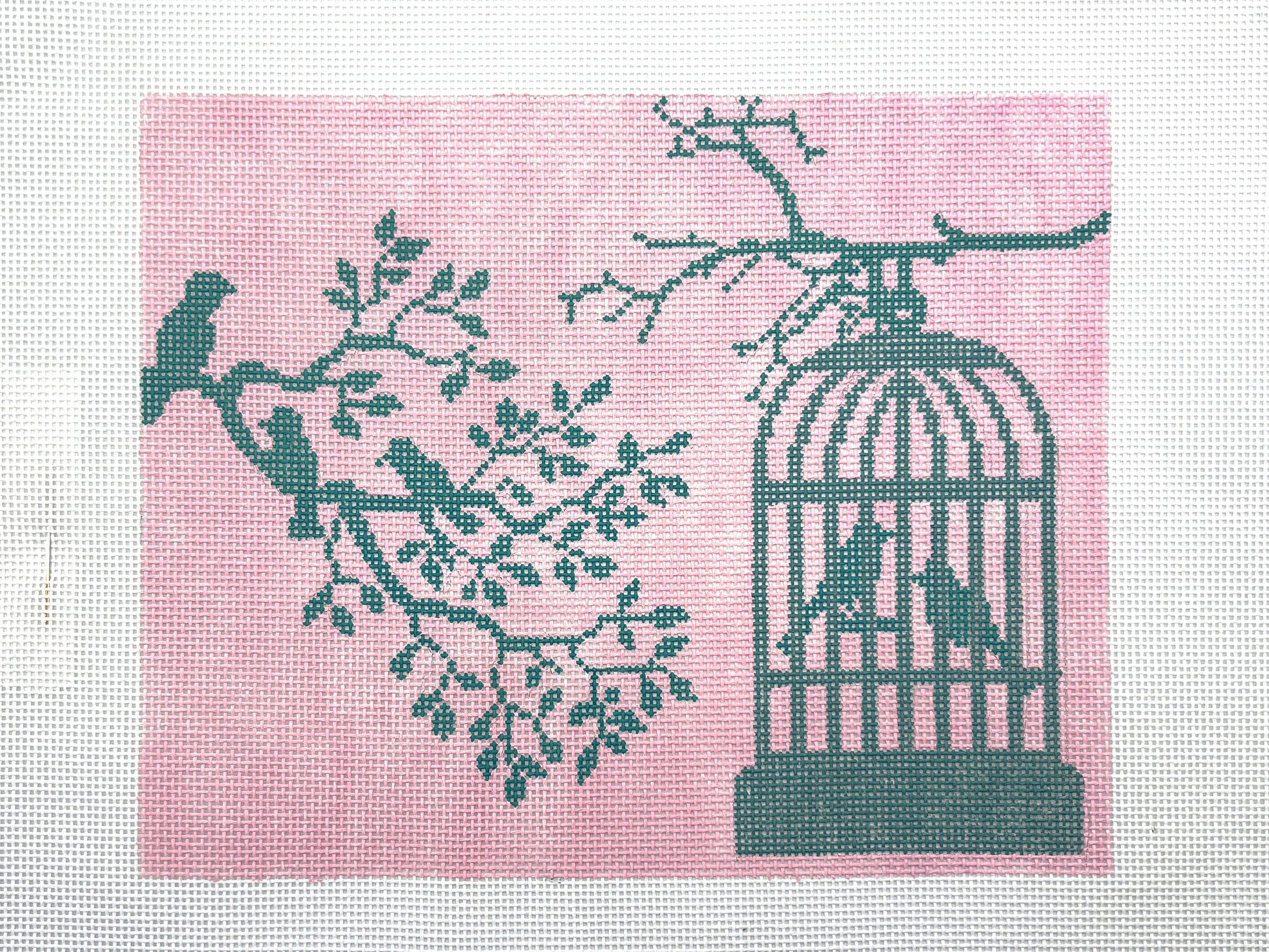 Birds on Leaves and Bird Cage