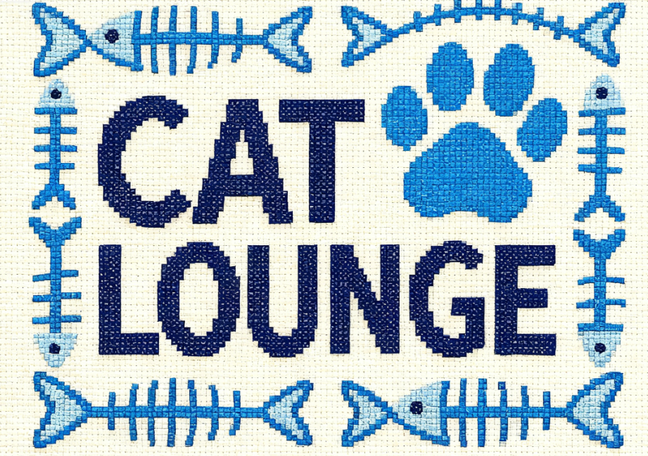 Purr-fect Cat Lounge Fishbone & Paw Fiesta