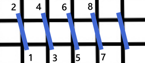 Reversed slanted gobelin stitch diagram