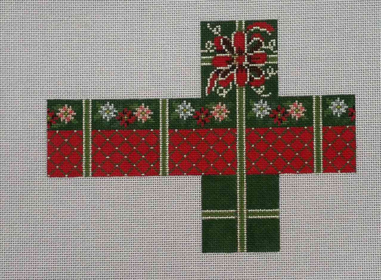 Cube Ornament - Pointsettia Diamonds