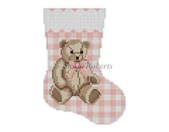 Mini-sock - Gingham Teddy - Pink