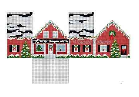 3-D Mini-House - Red Christmas House