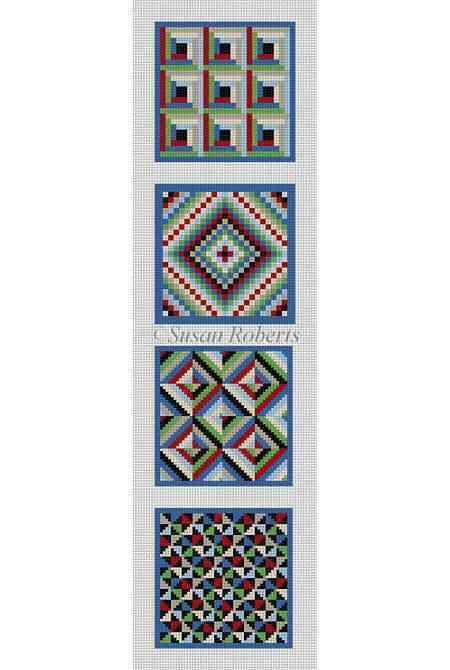Quilt Squares, strip of 4 coasters