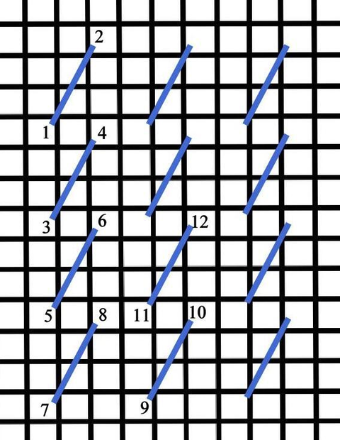 Skipped diagonal long stitch stitch diagram